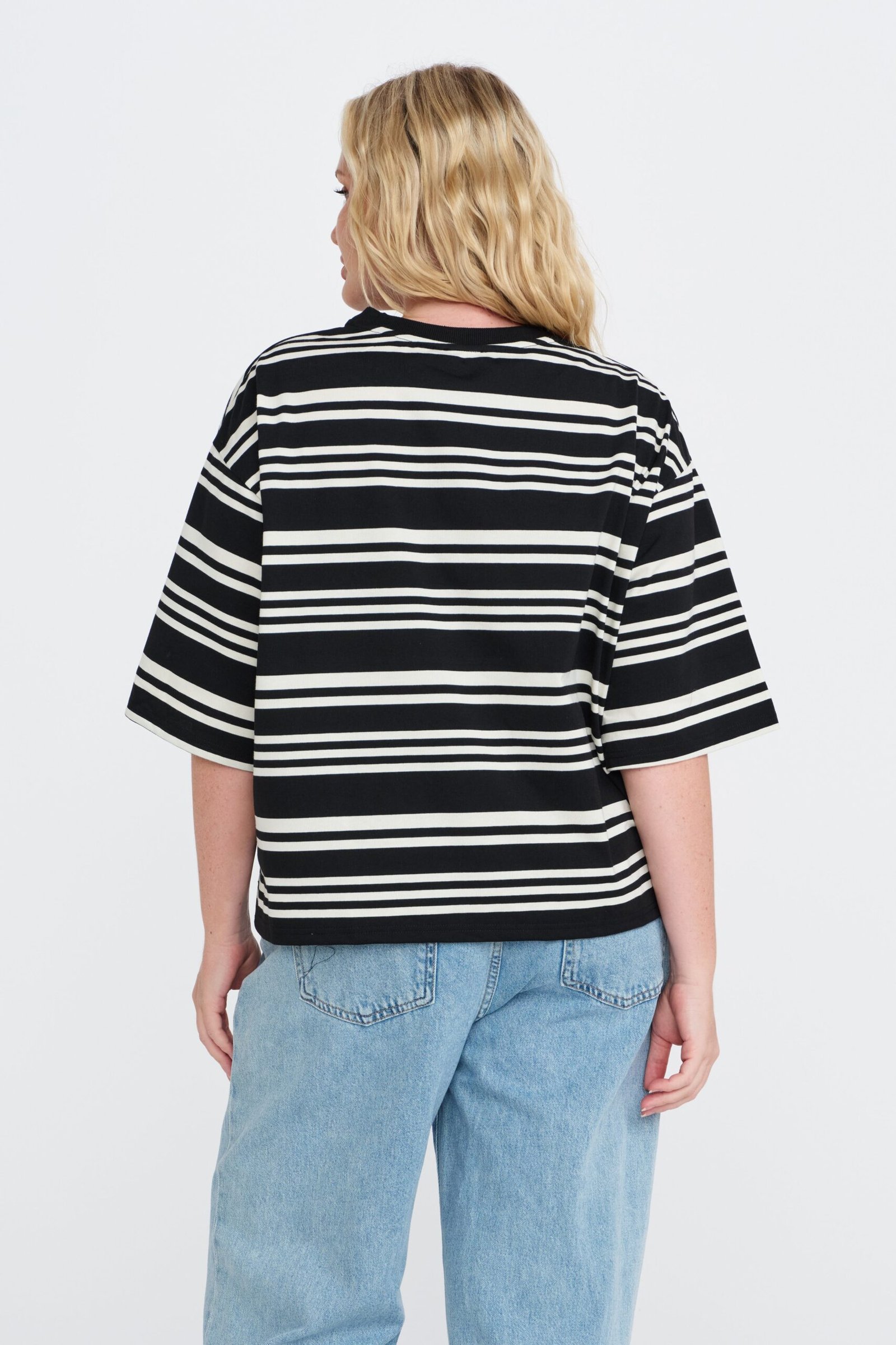 Brooklyn Stripe Slouchy Panel Tee - Black / White - Image 9