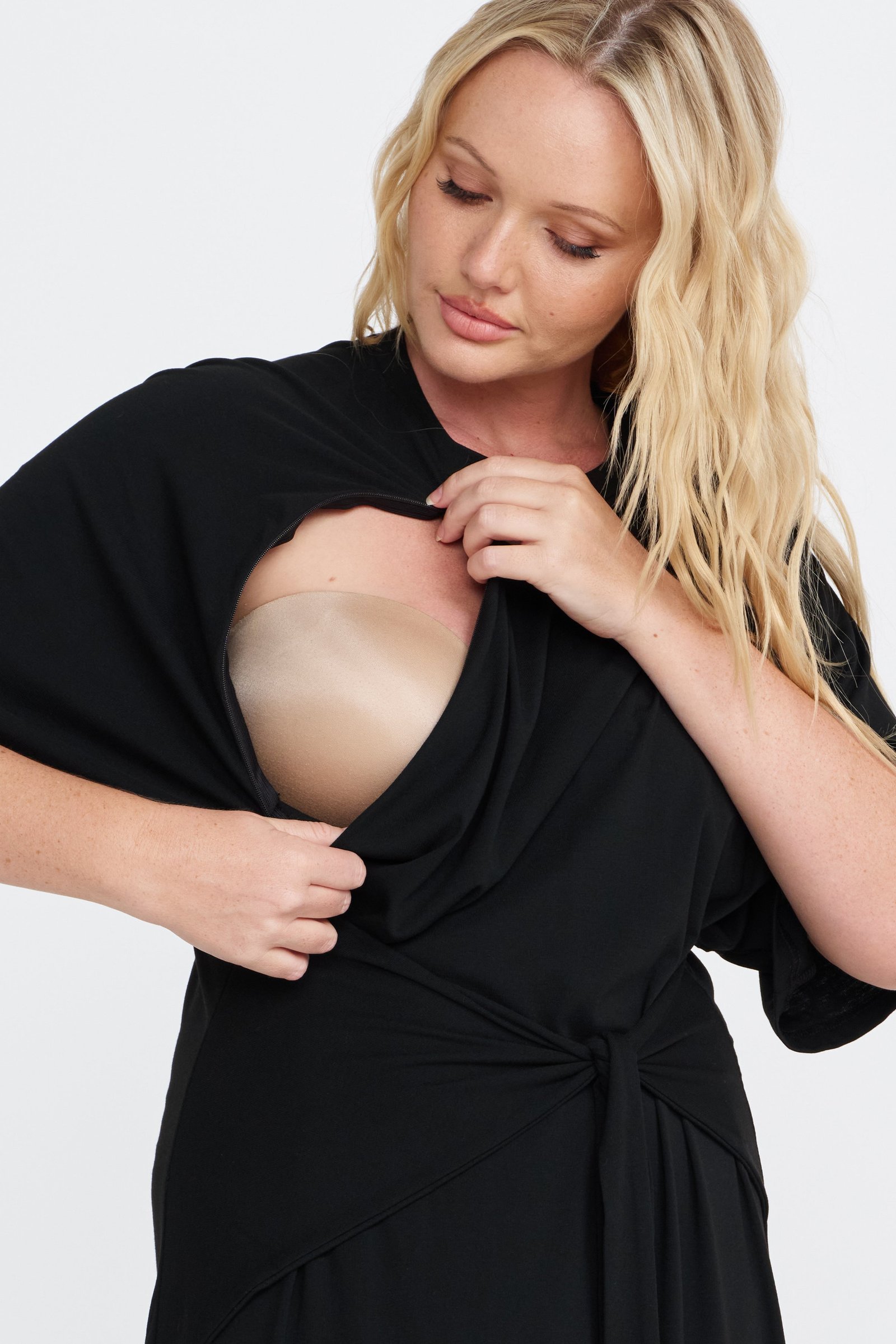 Alia Tie-Detail Box-Cut Tee Dress - Black - Image 4