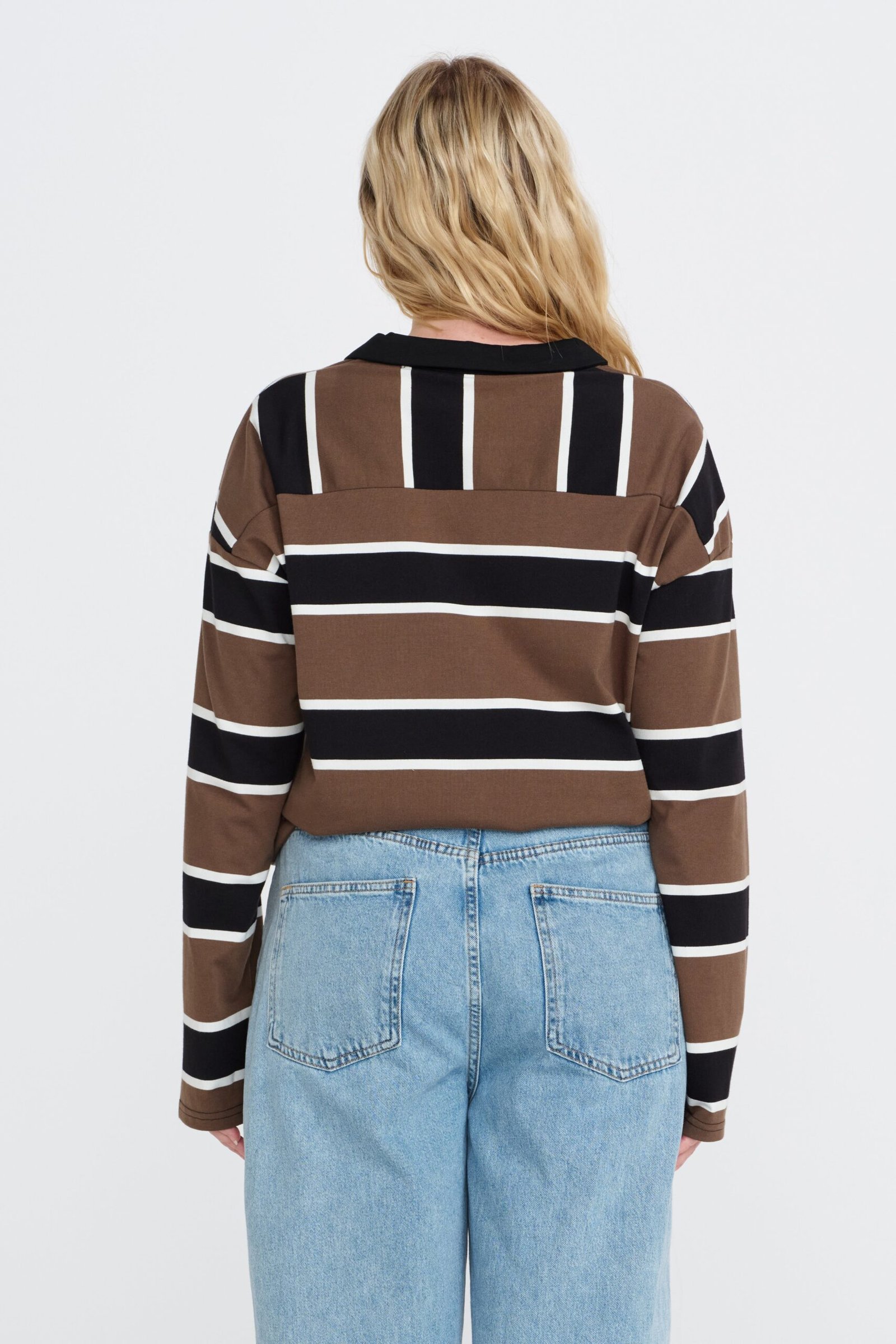Boston Stripe Jersey Top - Khaki / Black / White - Image 11