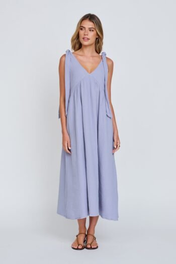 Mallorca Babydoll Midi Dress - Violet Blue