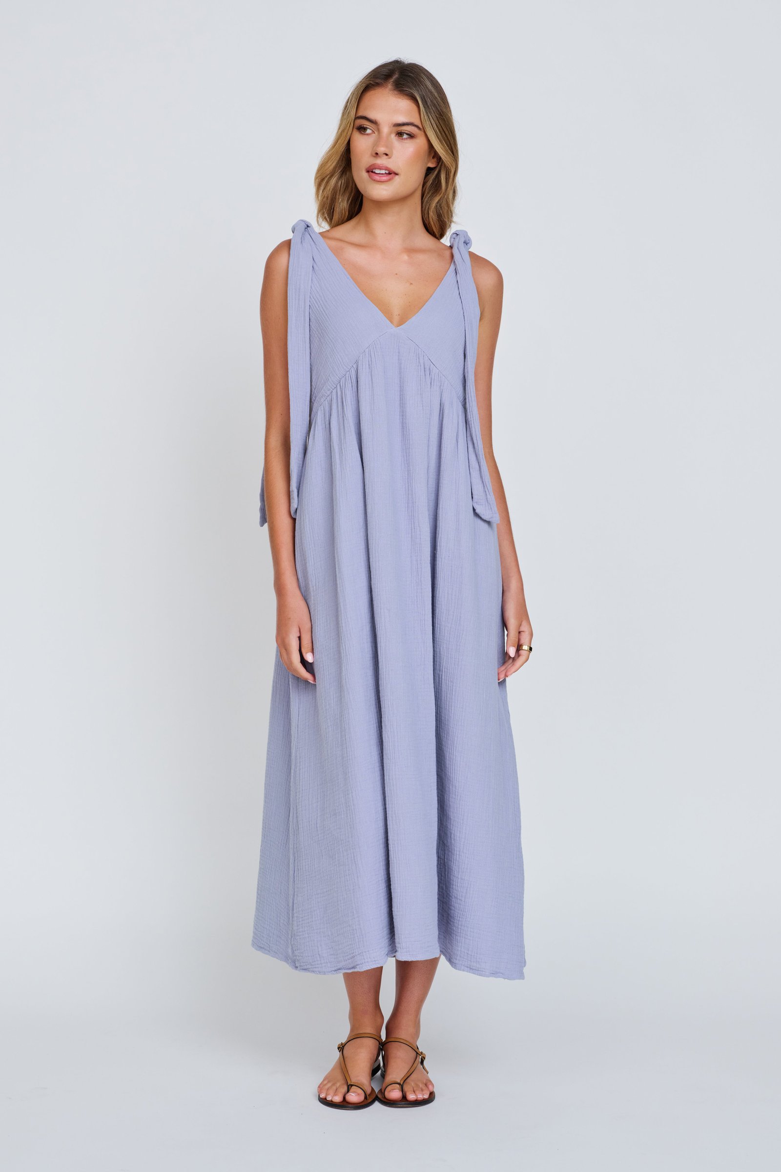 Mallorca Babydoll Midi Dress - Violet Blue