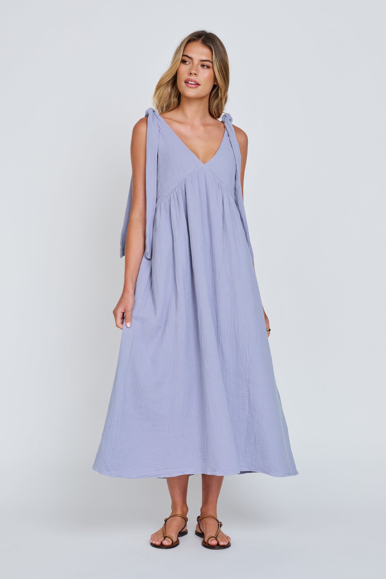 Mallorca Babydoll Midi Dress - Violet Blue - Image 6