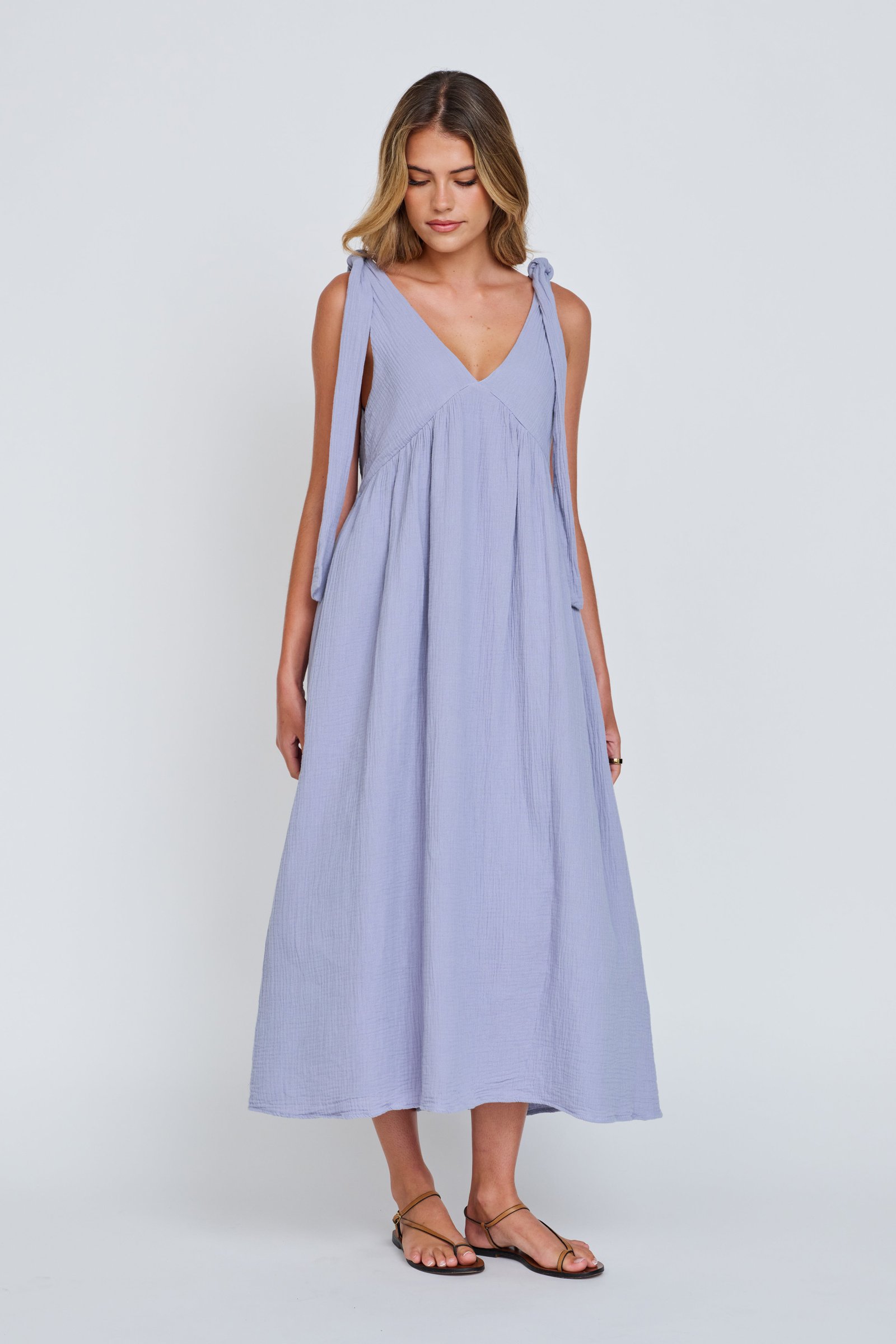 Mallorca Babydoll Midi Dress - Violet Blue - Image 7