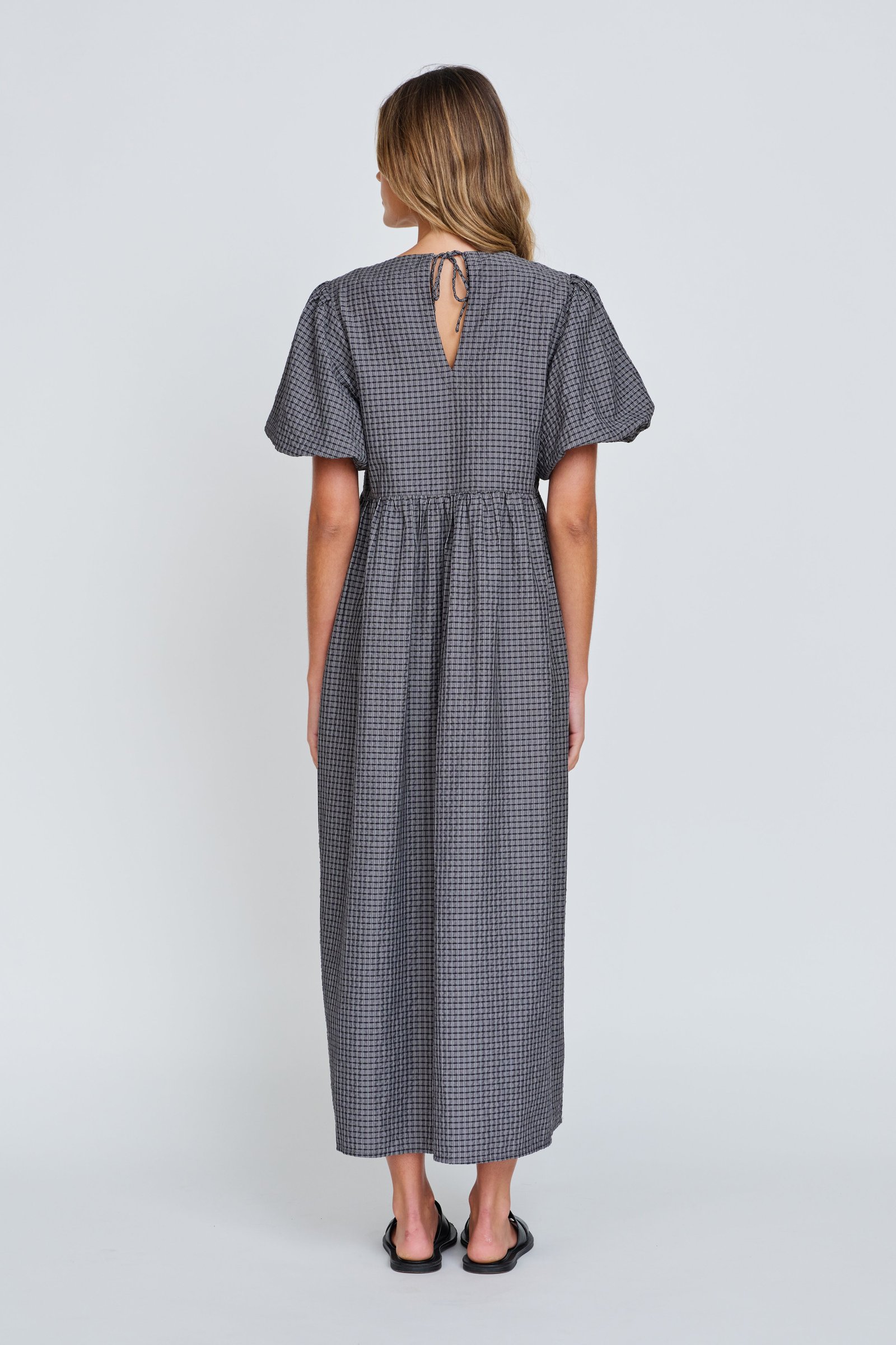 Nara Babydoll Midi Dress - Charcoal / Black - Image 7