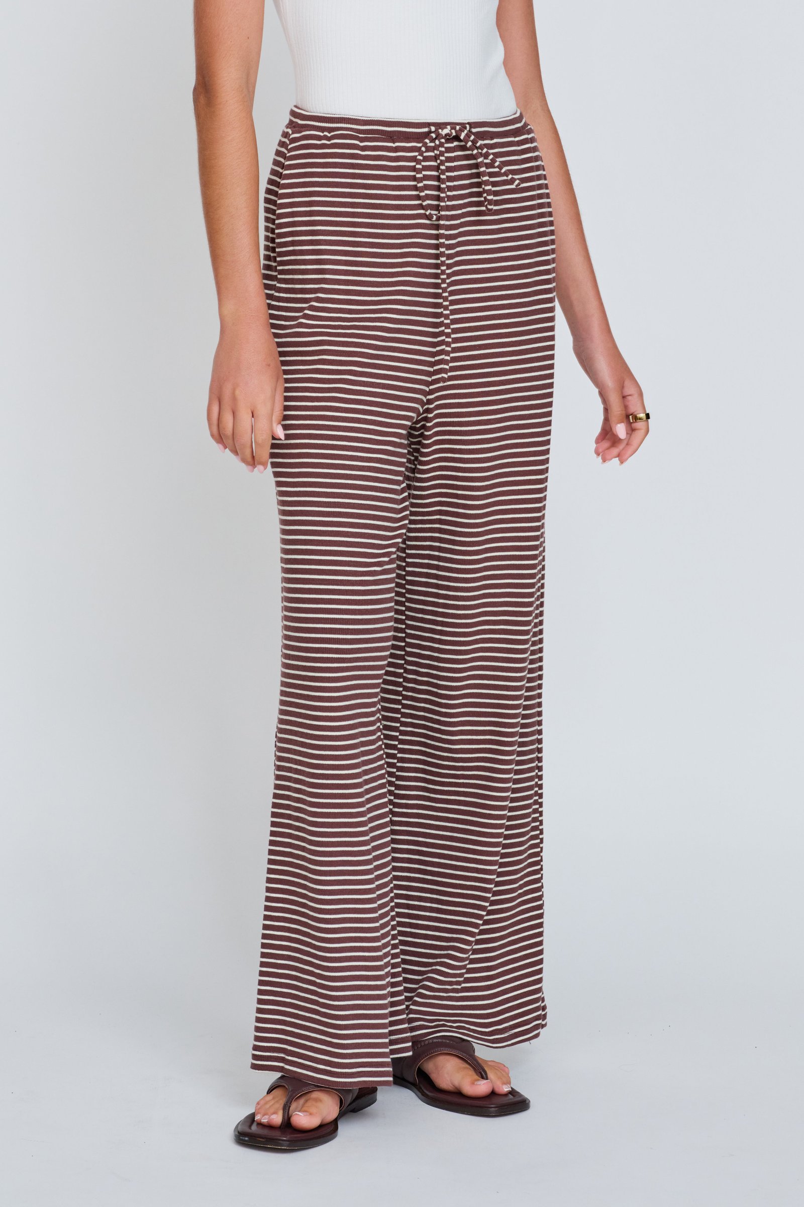 Ivy 2.0 Stripe Wide Leg Pants - Chocolate / White - Image 8