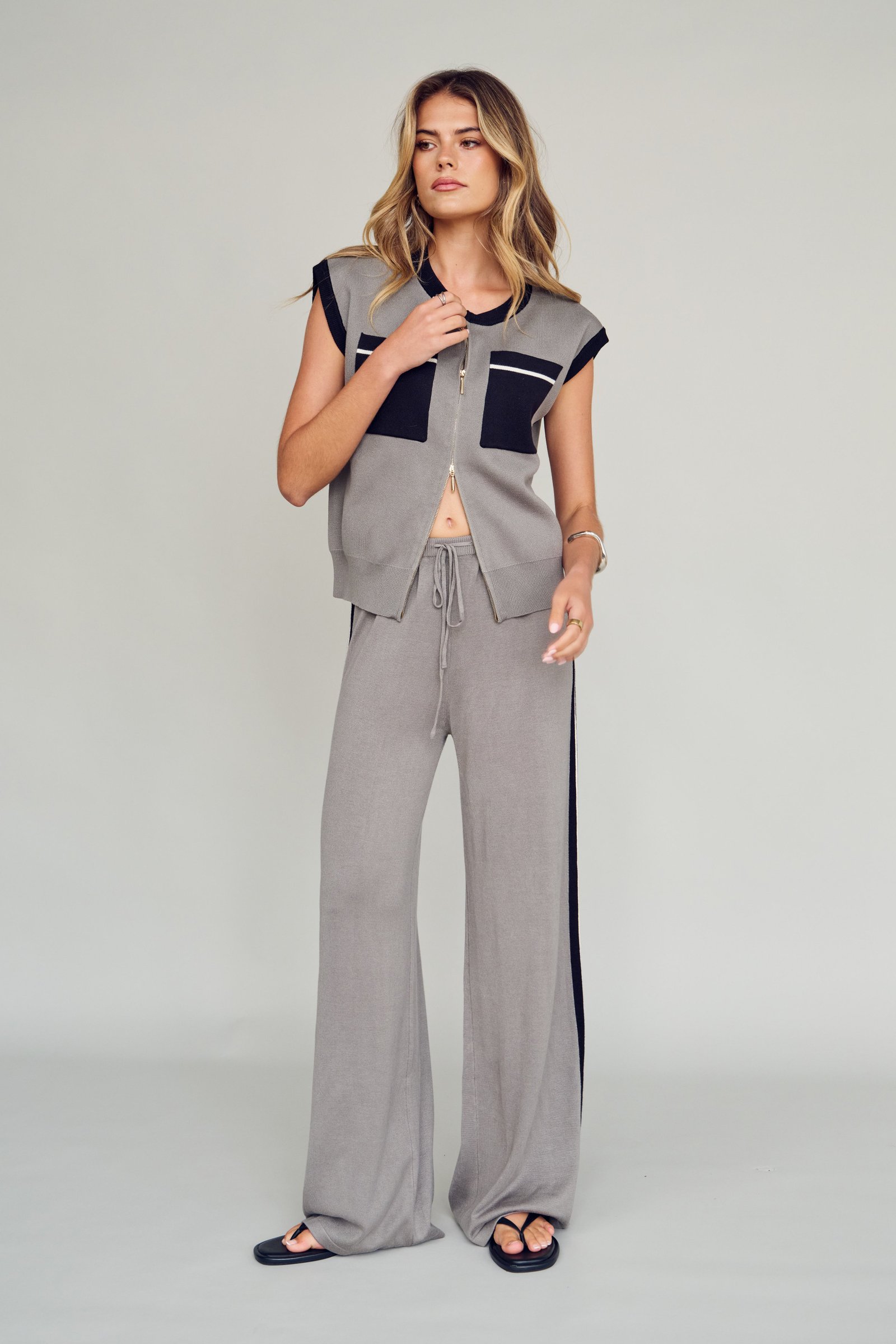 Axel Knit Wide Leg Pants - Khaki