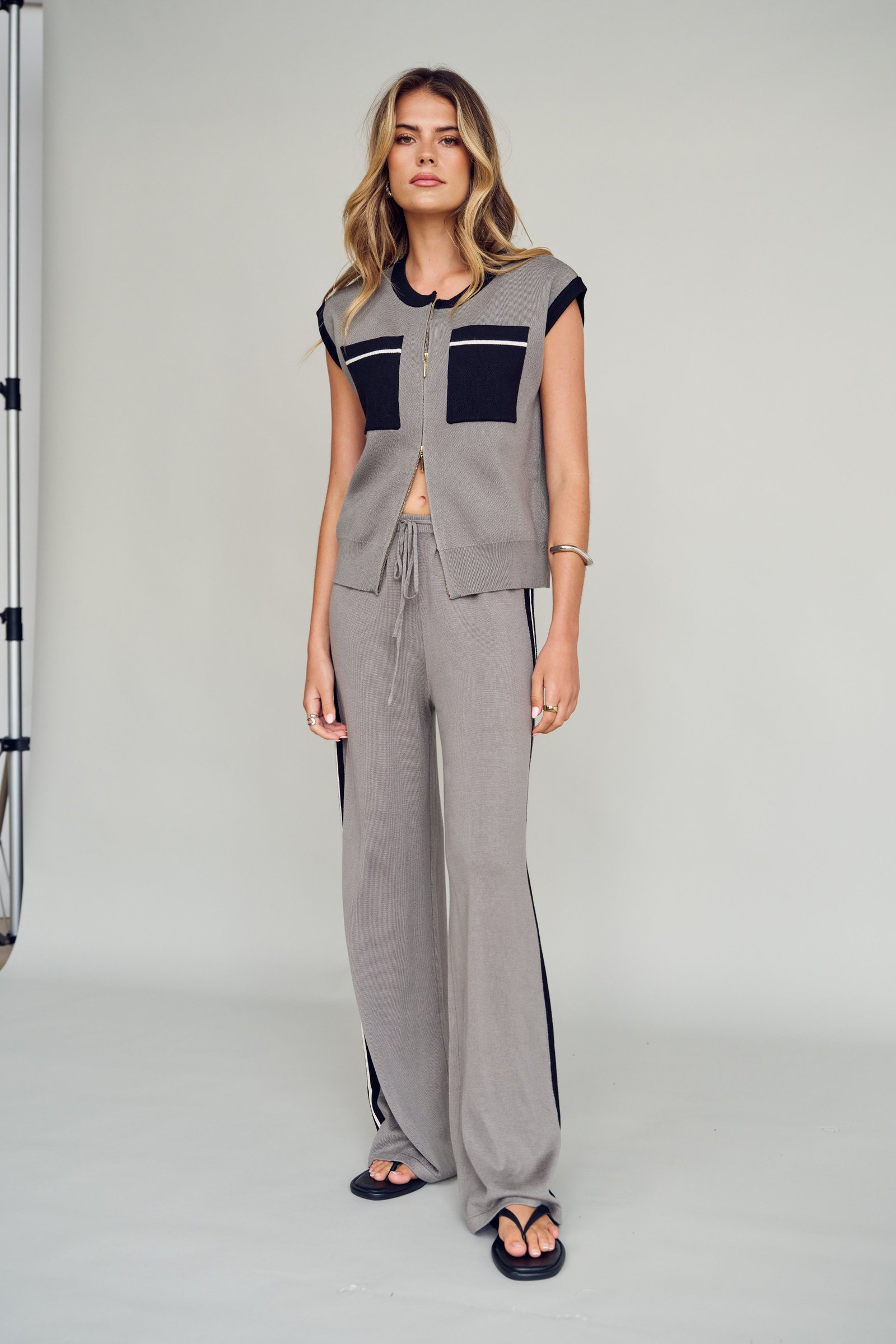 Axel Knit Wide Leg Pants - Khaki - Image 3