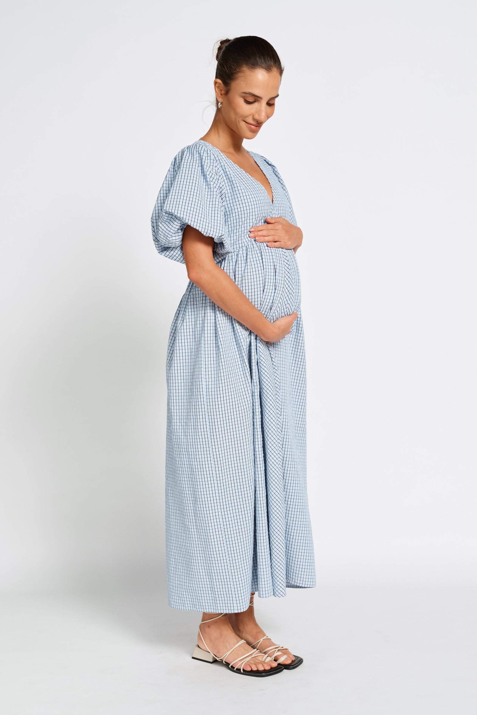 Nara Babydoll Midi Dress - Blue / Black - Image 3