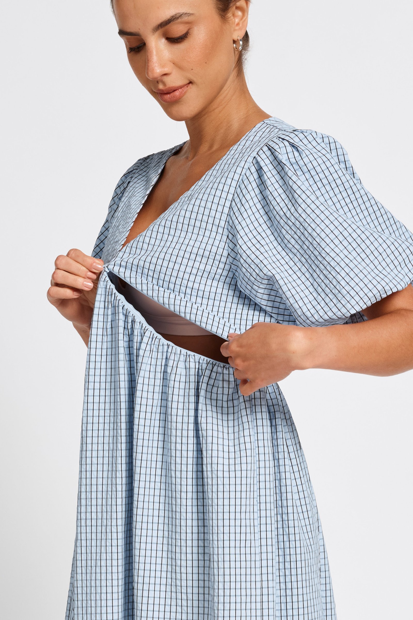 Nara Babydoll Midi Dress - Blue / Black - Image 2