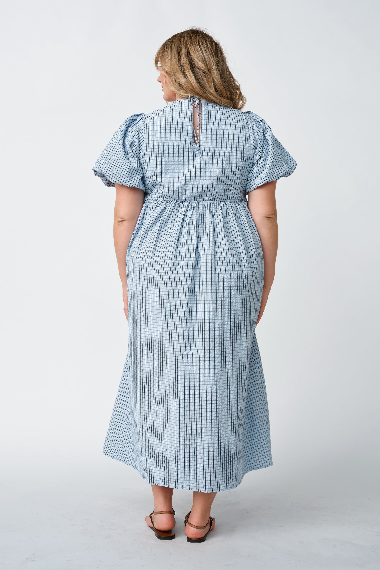 Nara Babydoll Midi Dress - Blue / Black - Image 5