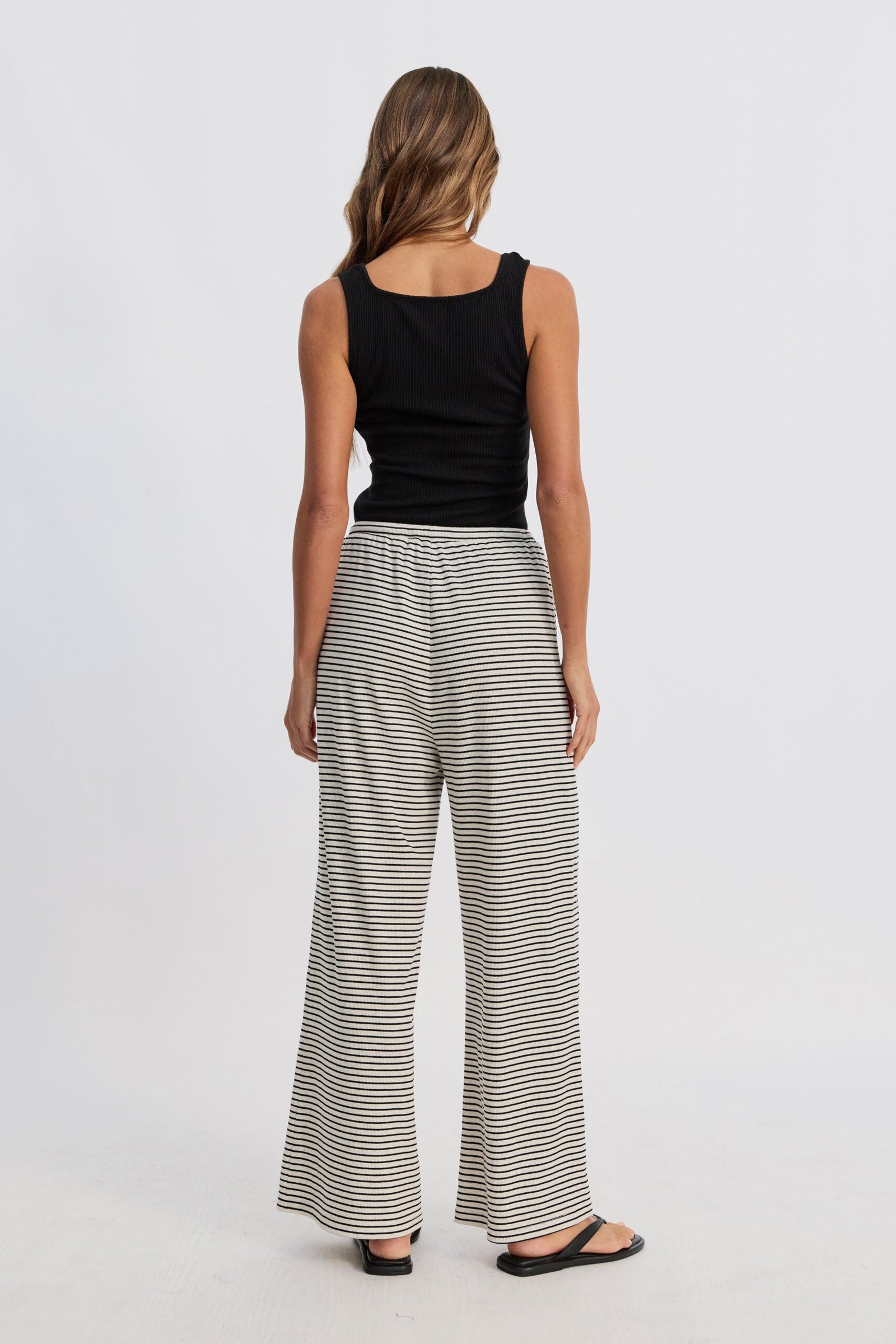 Ivy Stripe Wide Leg Pants - Cream Marle / Black - Image 8