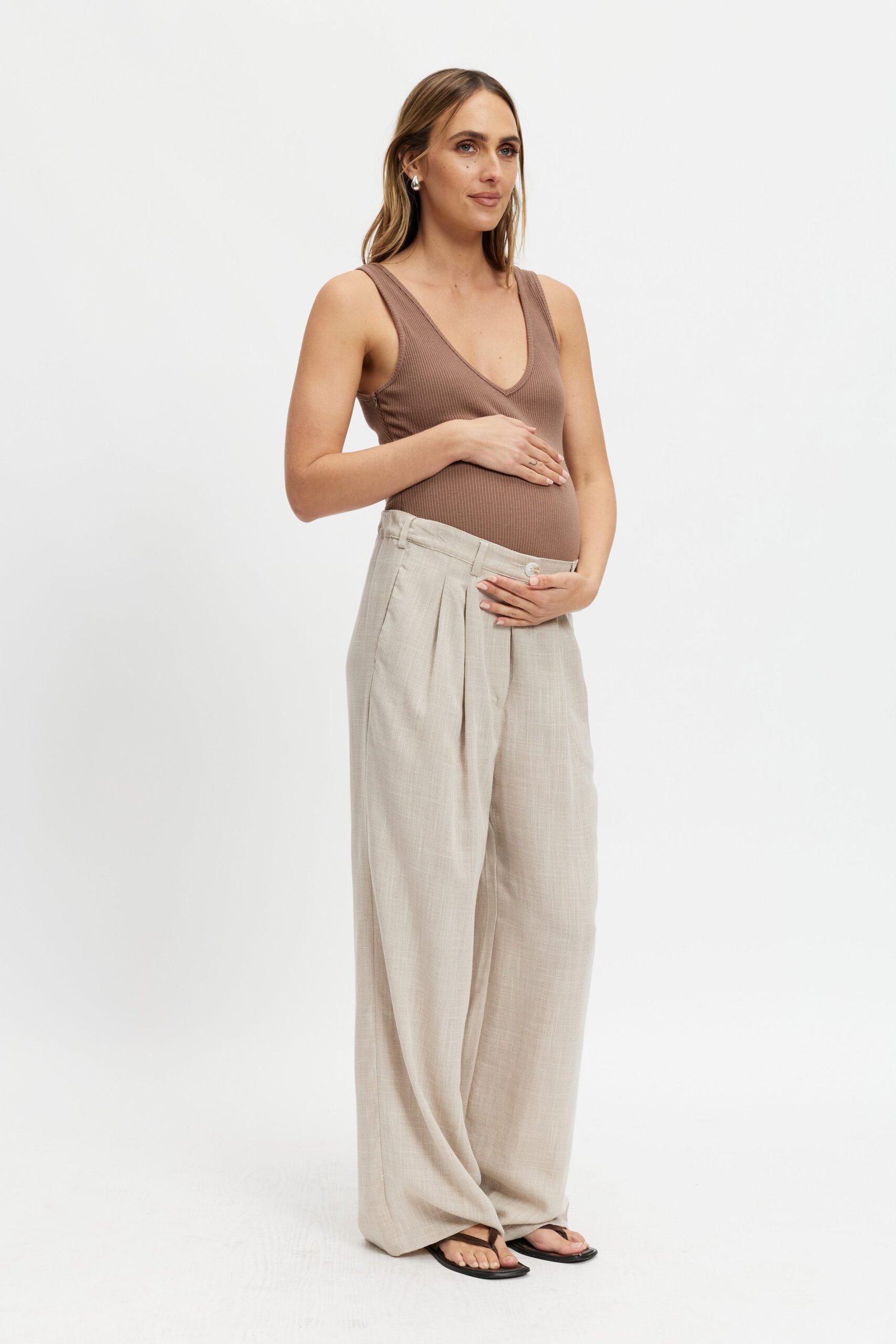 Bailey Adjustable Wide-Leg Trouser - Natural