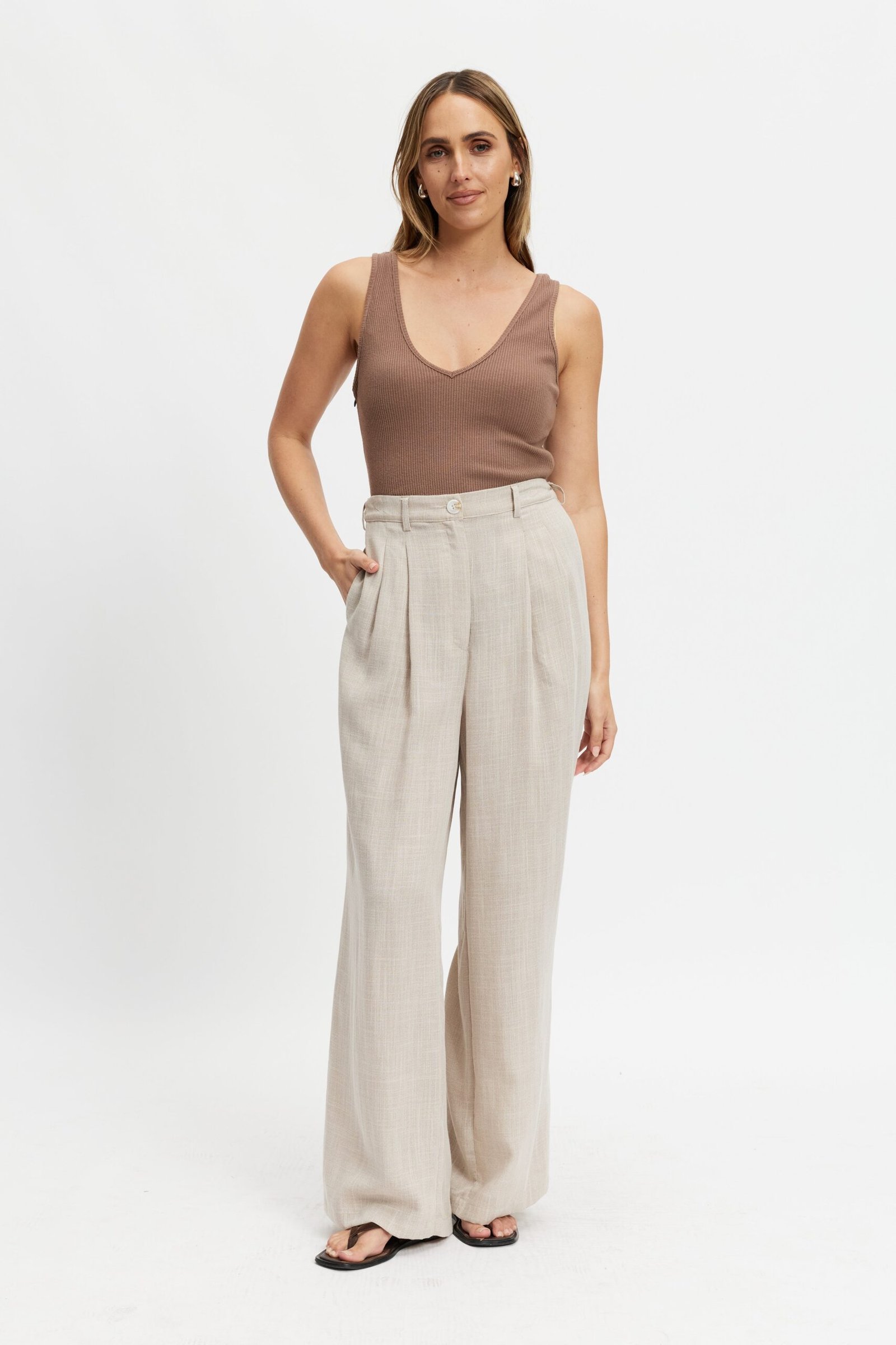 Bailey Adjustable Wide-Leg Trouser - Natural - Image 5