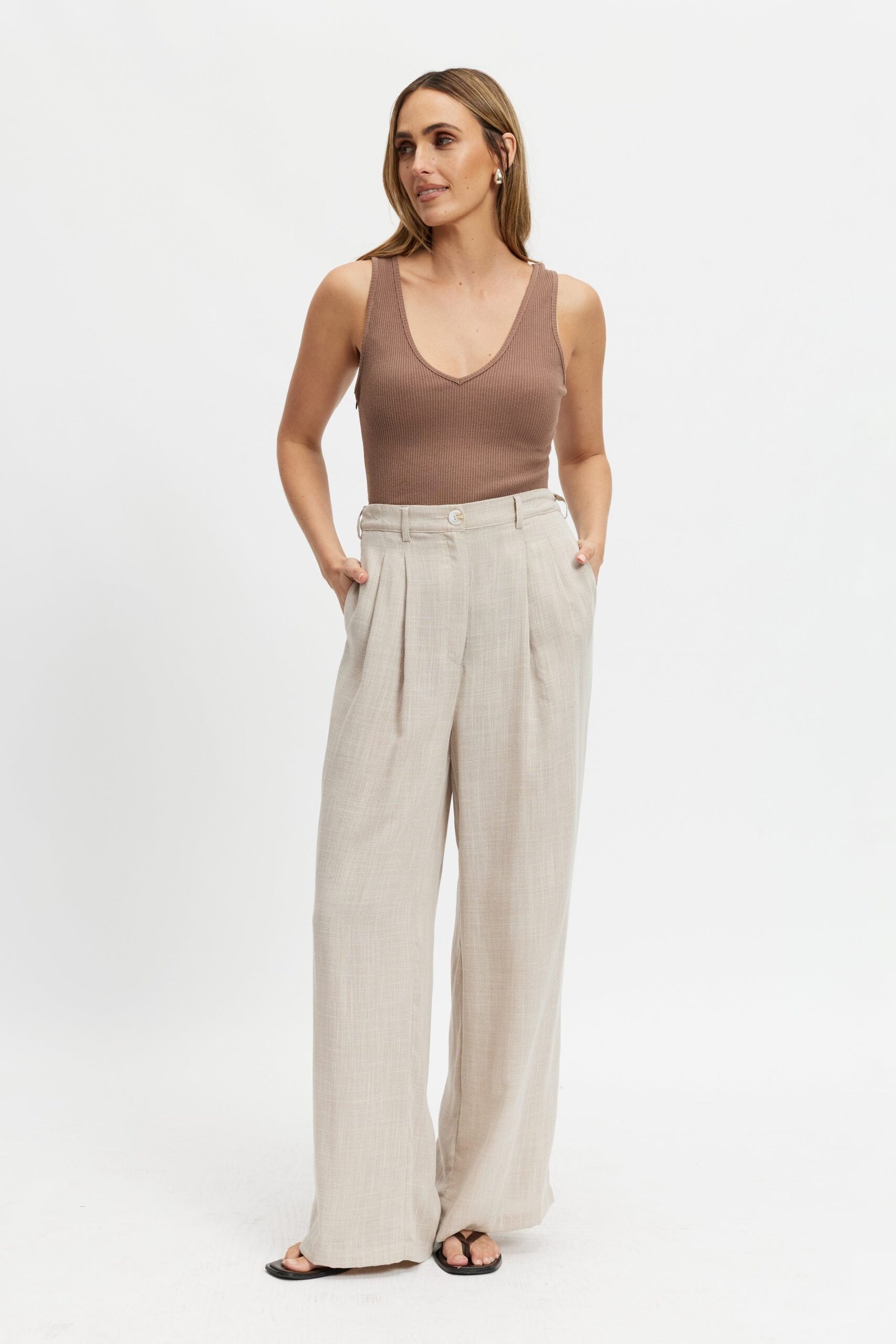 Bailey Adjustable Wide-Leg Trouser - Natural - Image 3