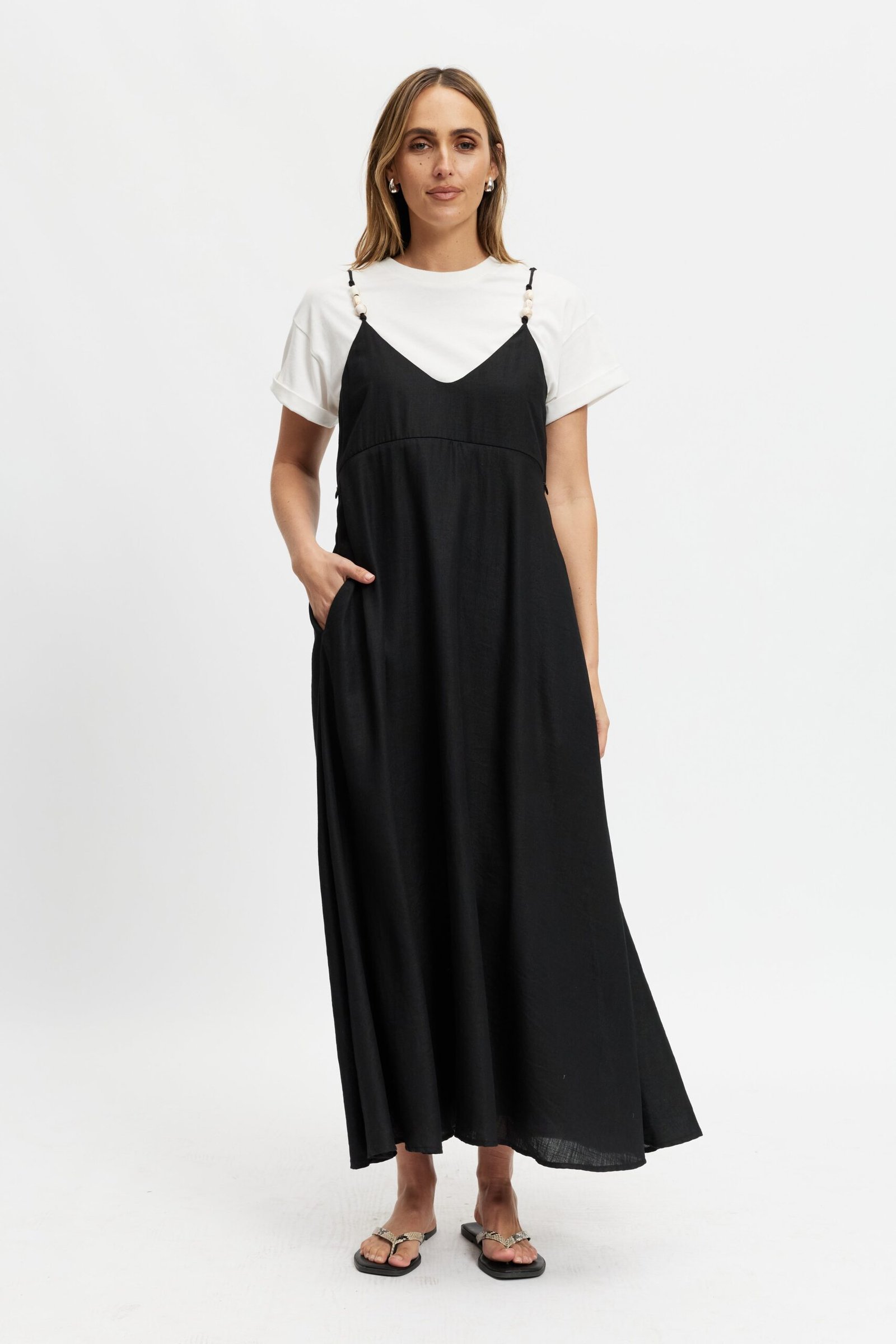 Olivia Layered Two-Piece Babydoll Dress - Black / White - Image 5