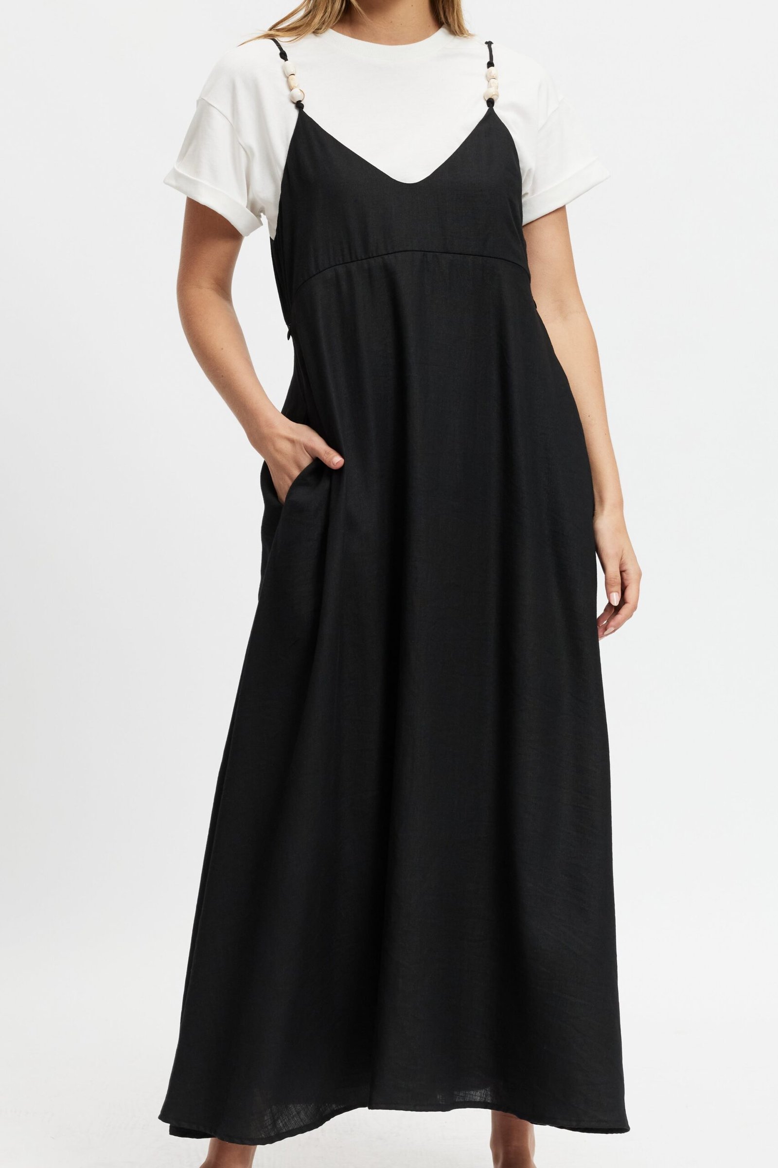 Olivia Layered Two-Piece Babydoll Dress - Black / White - Image 3