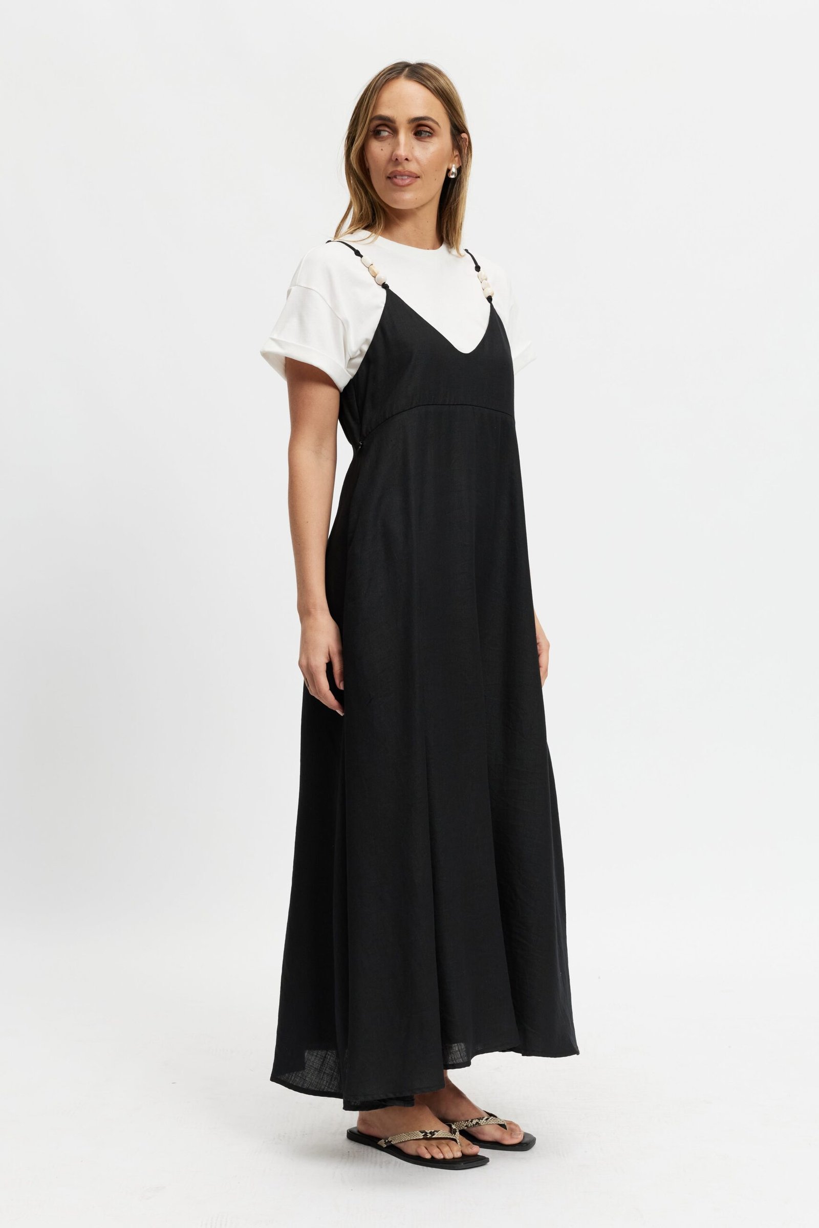 Olivia Layered Two-Piece Babydoll Dress - Black / White - Image 6