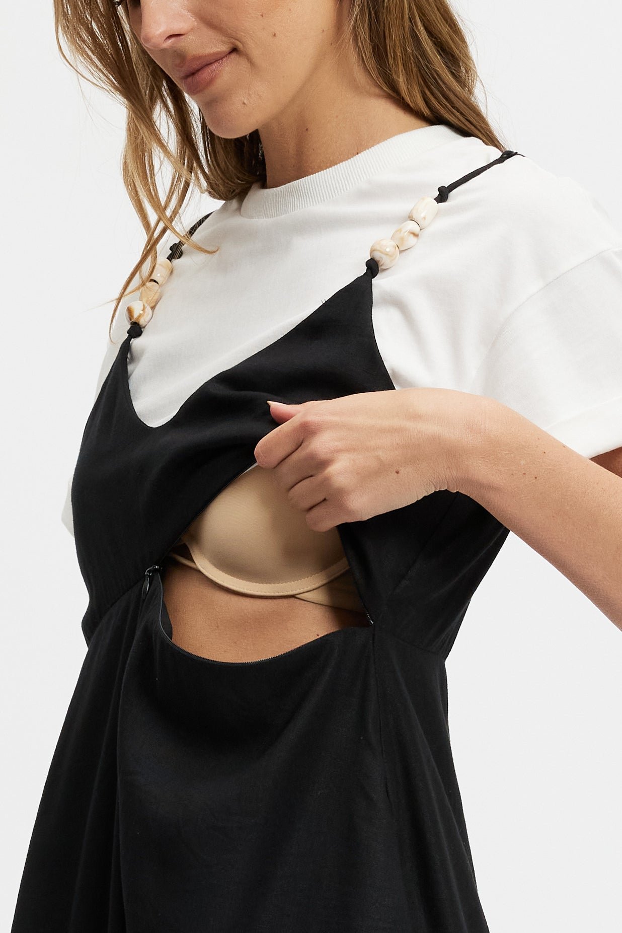 Olivia Layered Two-Piece Babydoll Dress - Black / White - Image 2