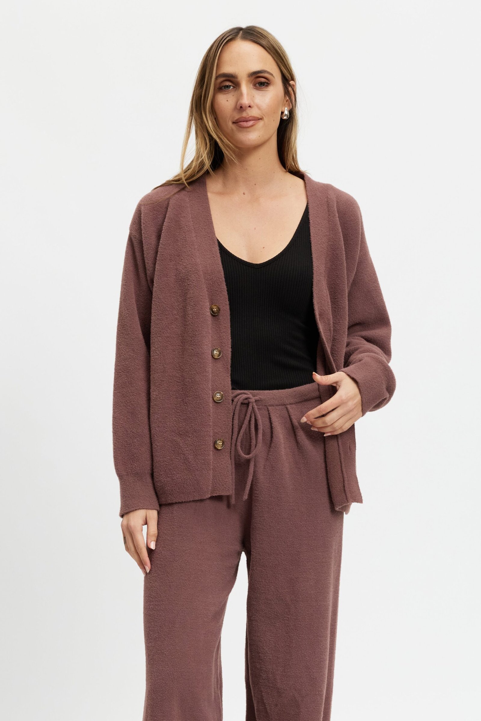 Augustine Knit Cardigan - Plum - Image 7