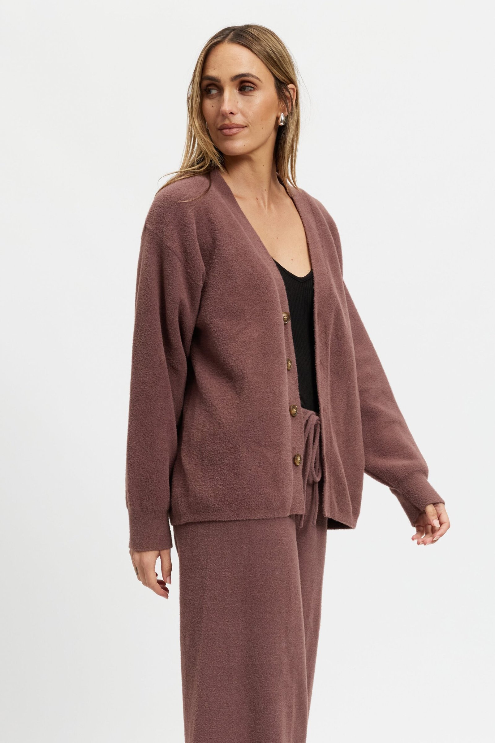 Augustine Knit Cardigan - Plum - Image 8