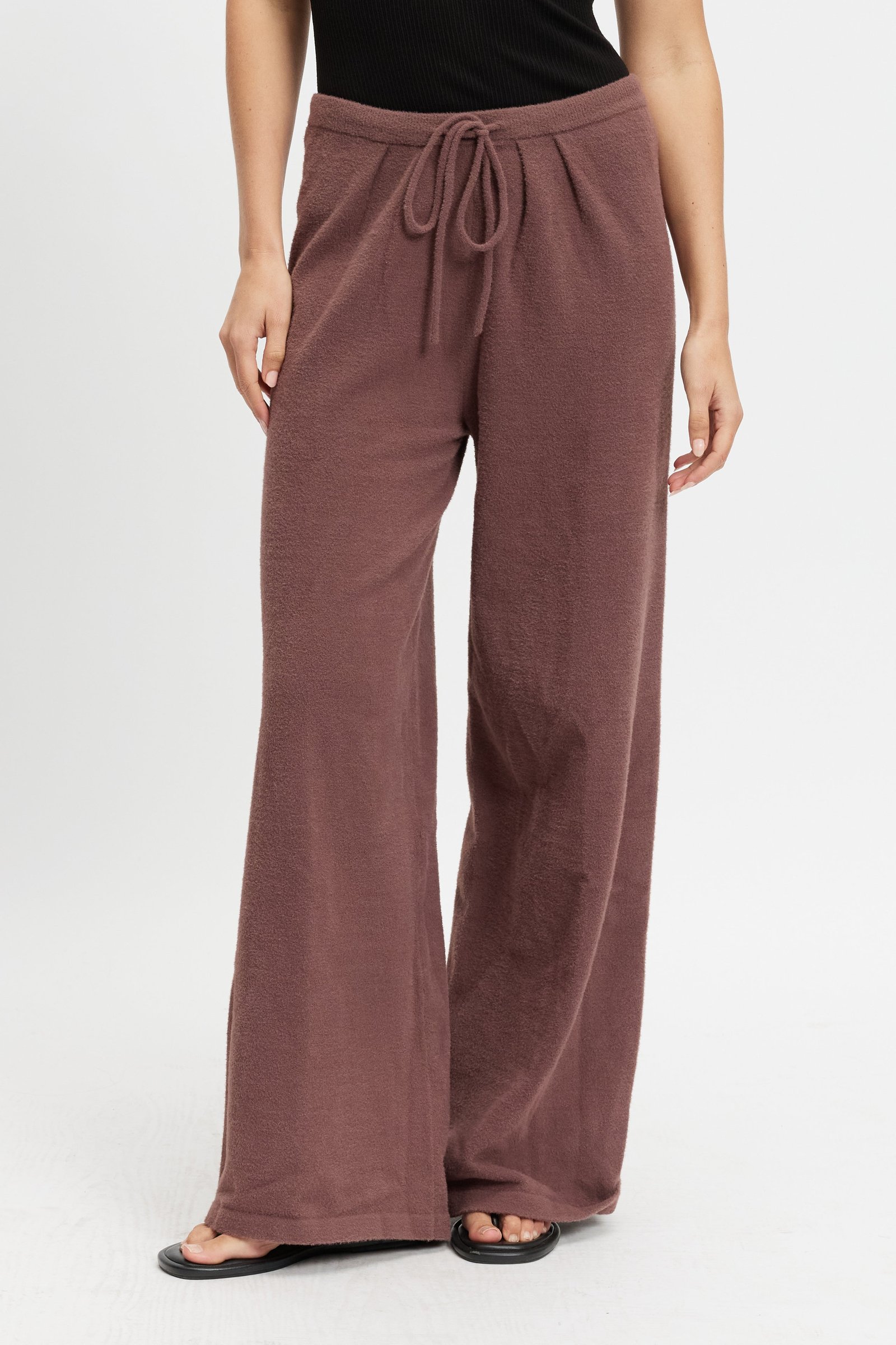 Augustine Pleated Knit Pant - Plum - Image 4
