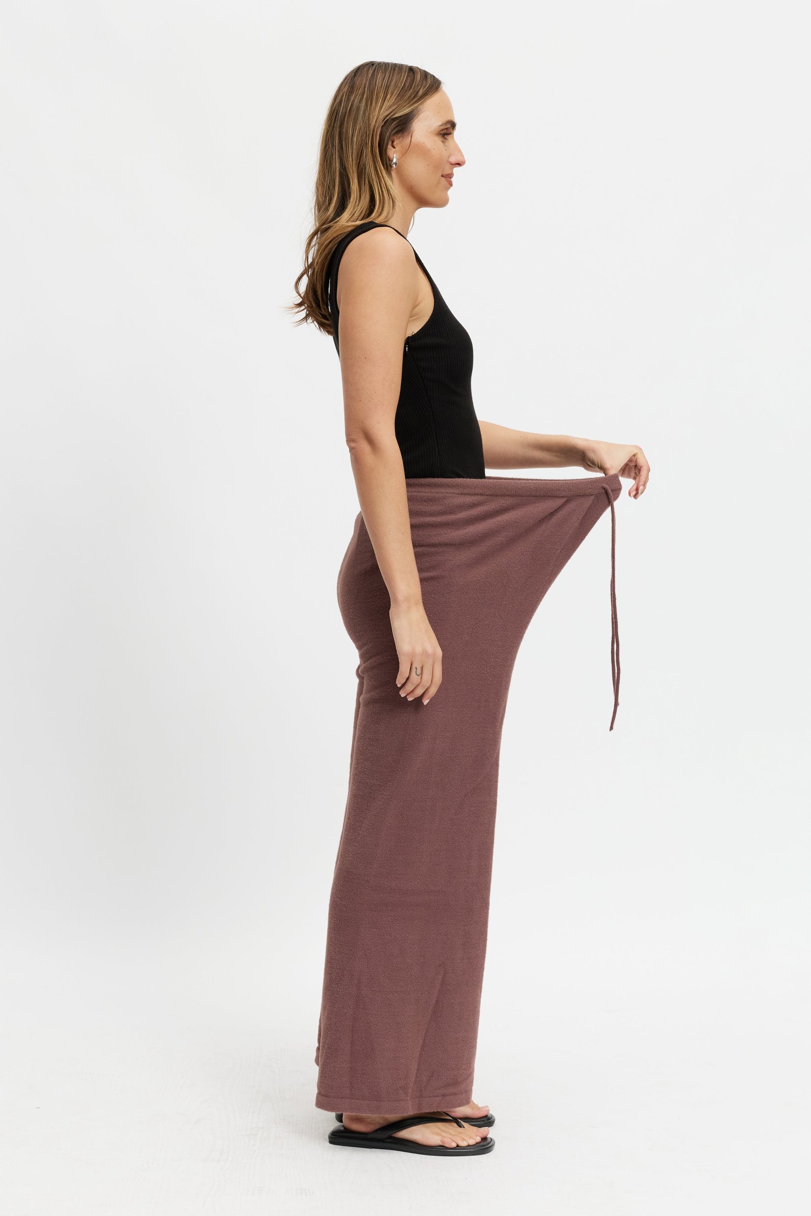 Augustine Pleated Knit Pant - Plum - Image 6