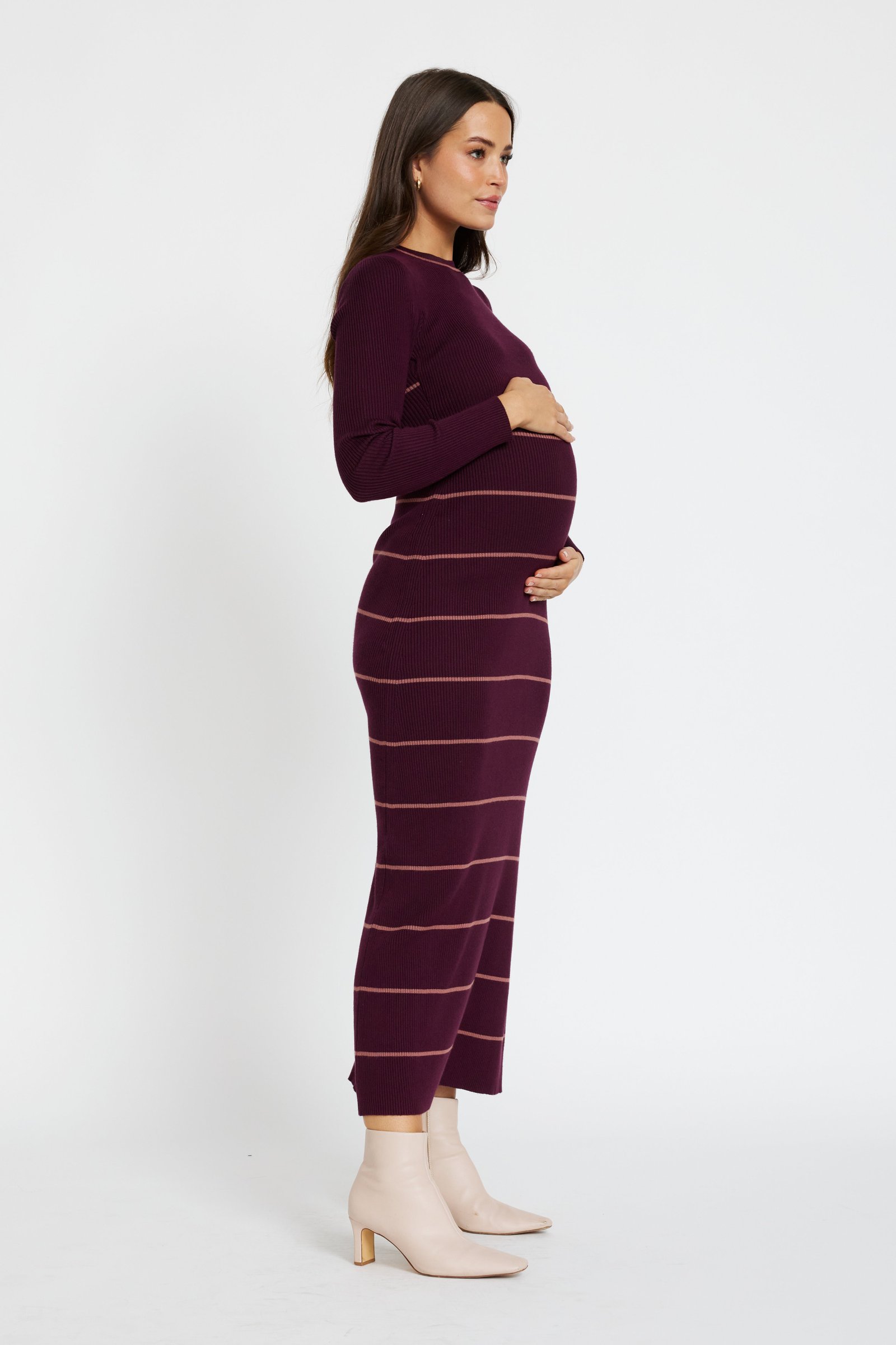 Zoe Knit Long Sleeve Dress - Mulberry / Rose - Image 3