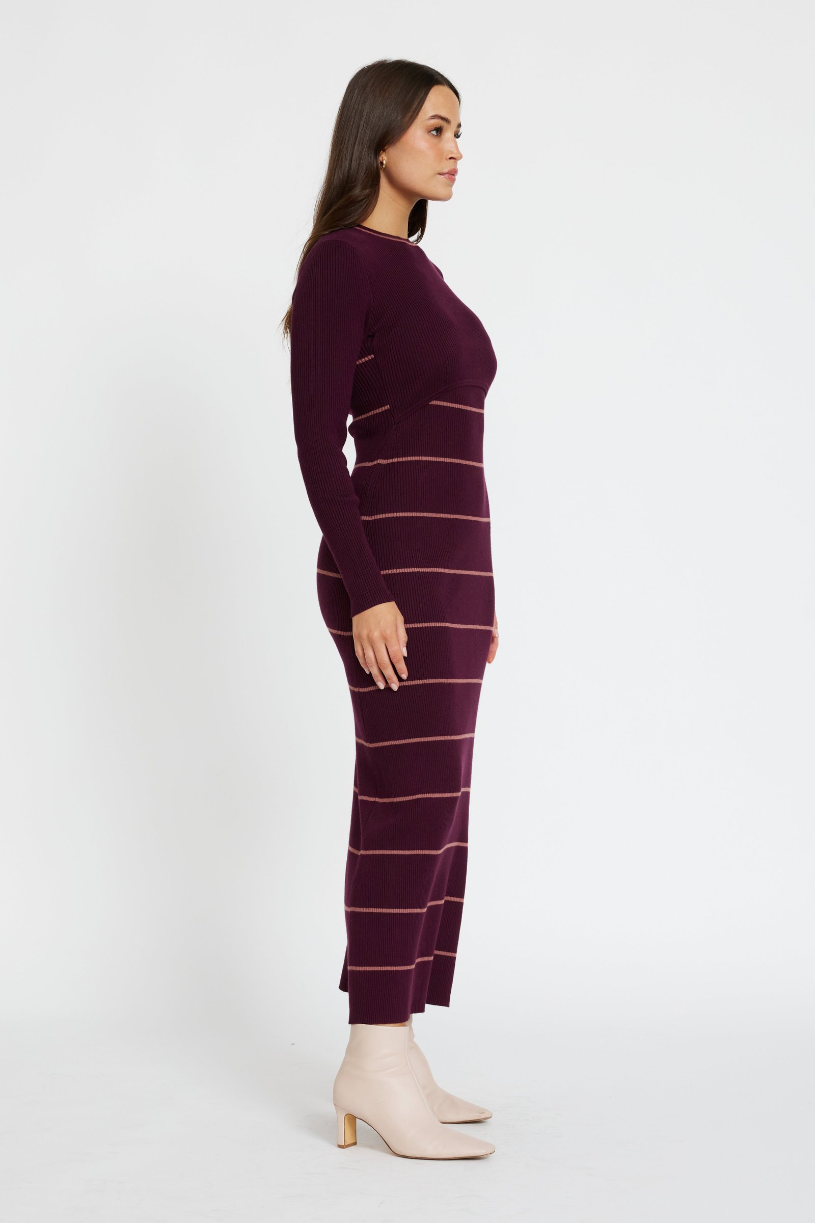 Zoe Knit Long Sleeve Dress - Mulberry / Rose - Image 7