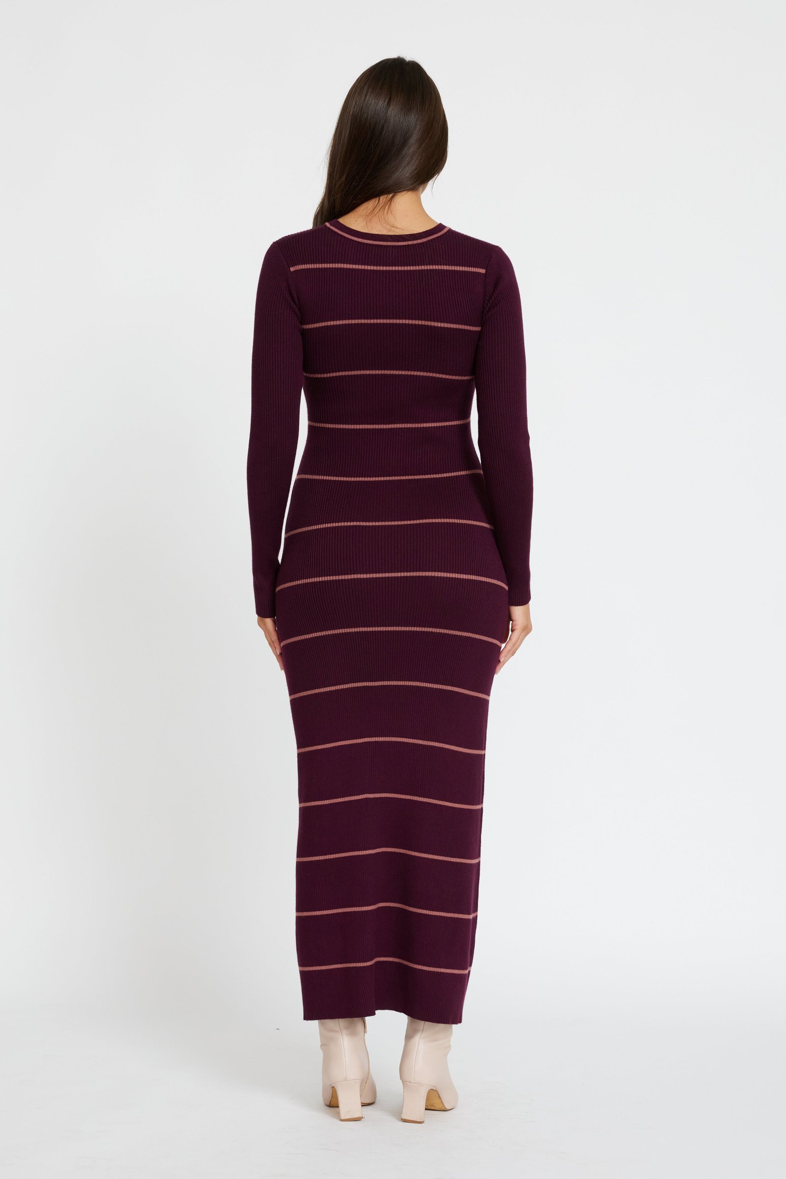 Zoe Knit Long Sleeve Dress - Mulberry / Rose - Image 8