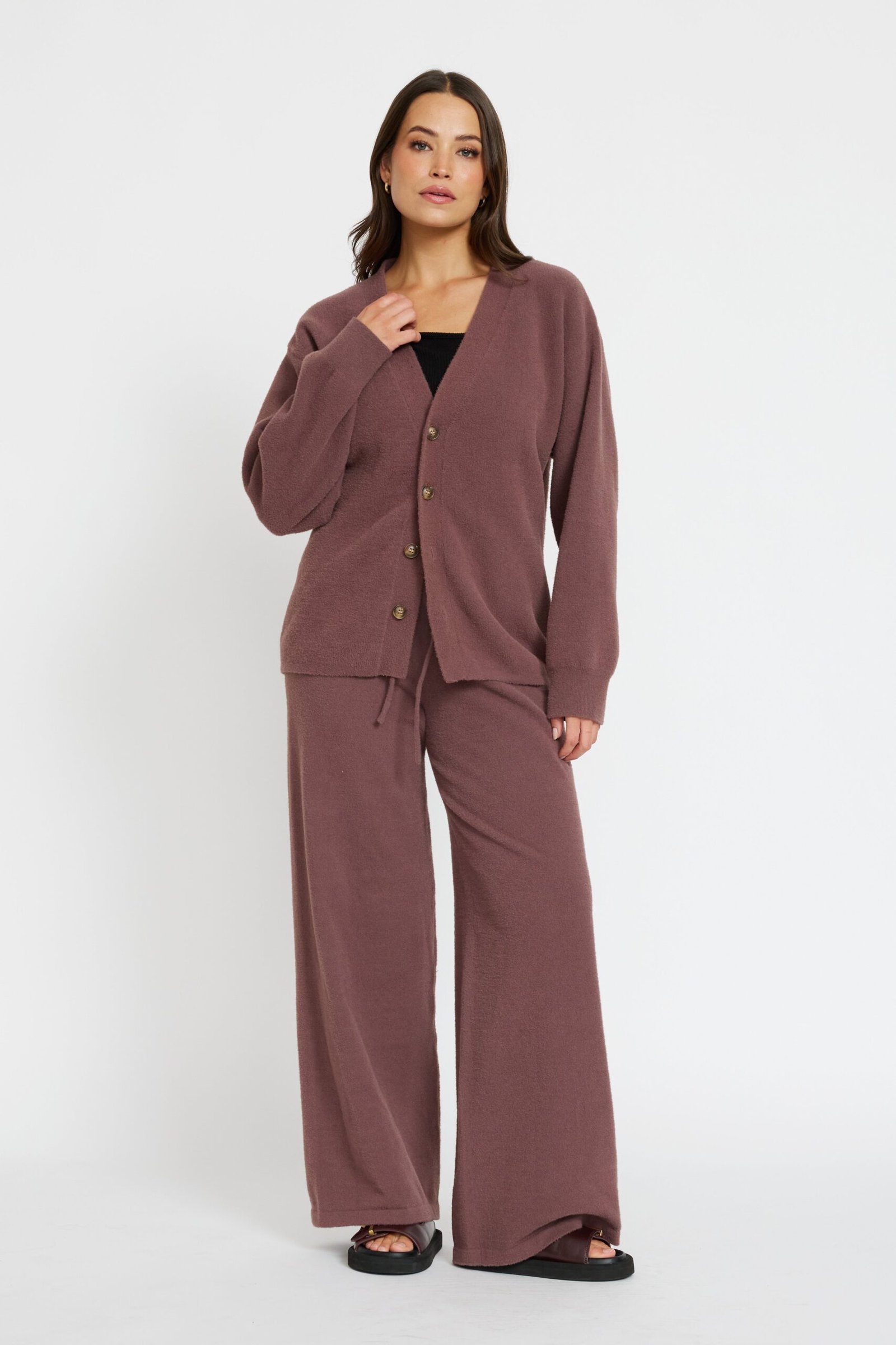 Augustine Knit Cardigan - Plum - Image 3