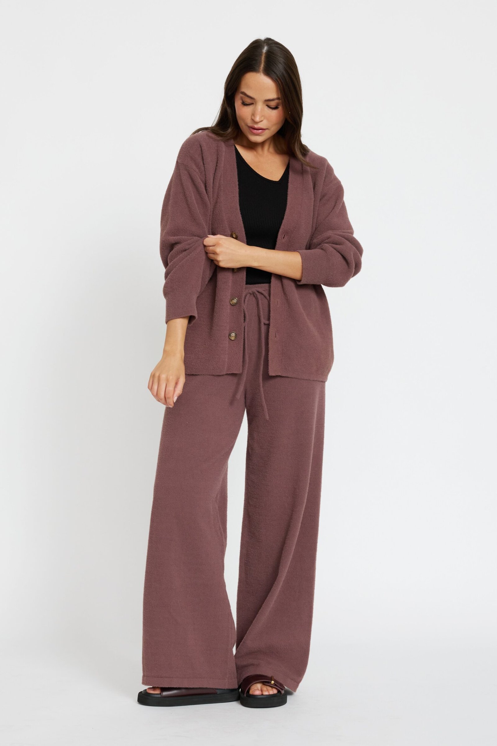 Augustine Knit Cardigan - Plum - Image 10