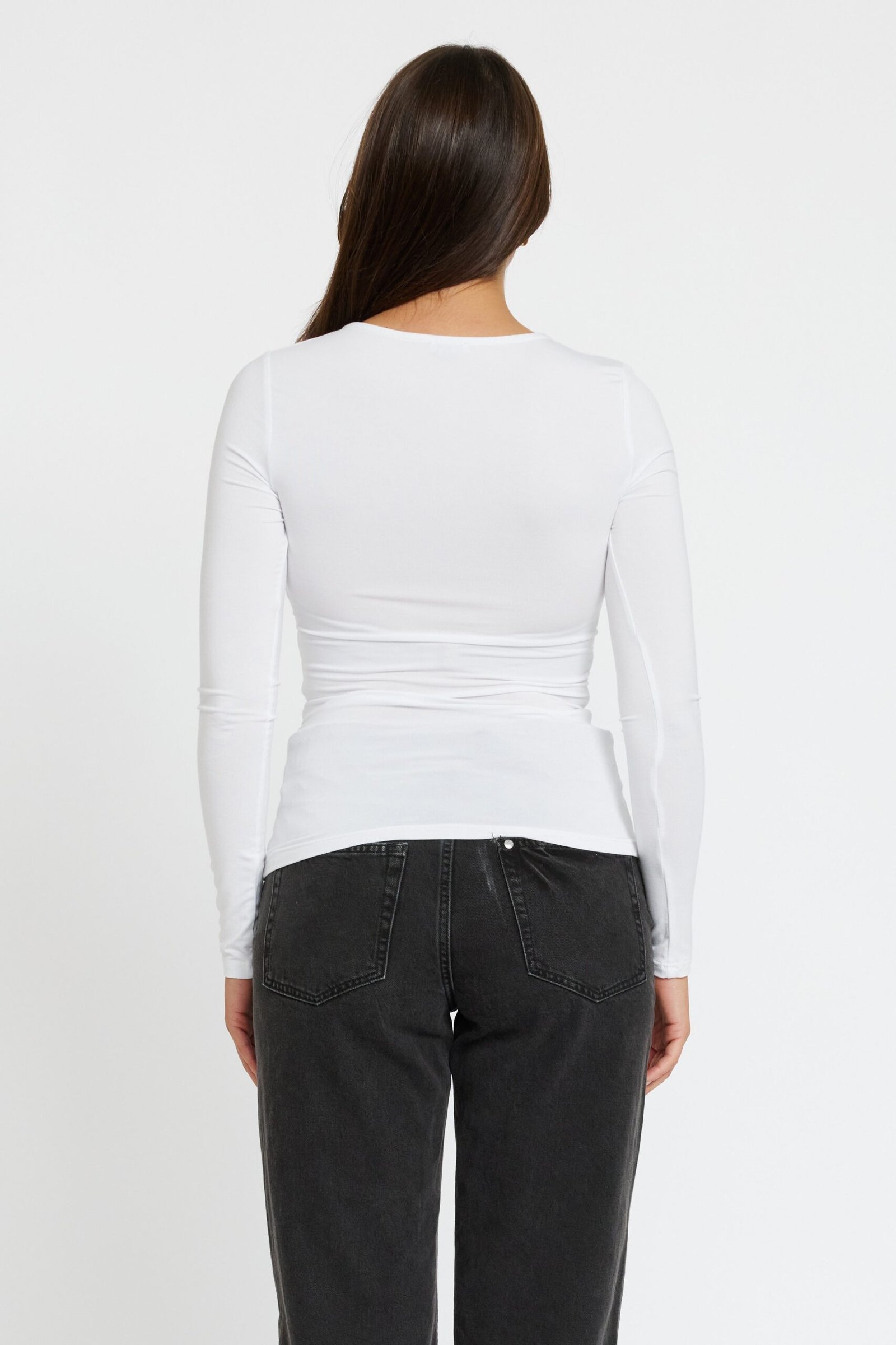 Lainey Crossover Long Sleeve Top - White - Image 5
