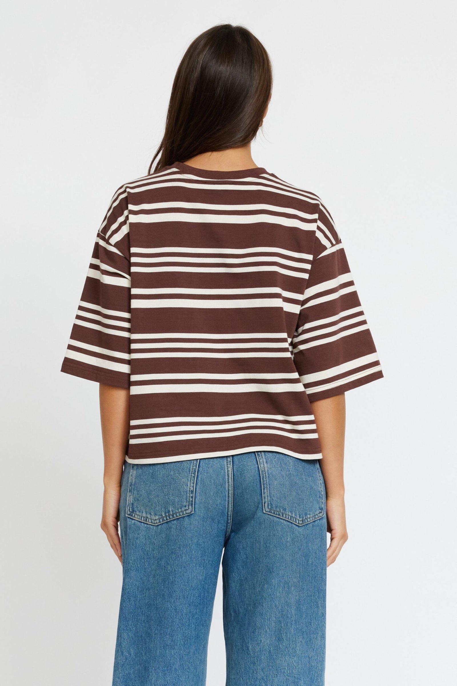 Brooklyn Stripe Slouch Panel Tee - Cinnamon / Cream - Image 8