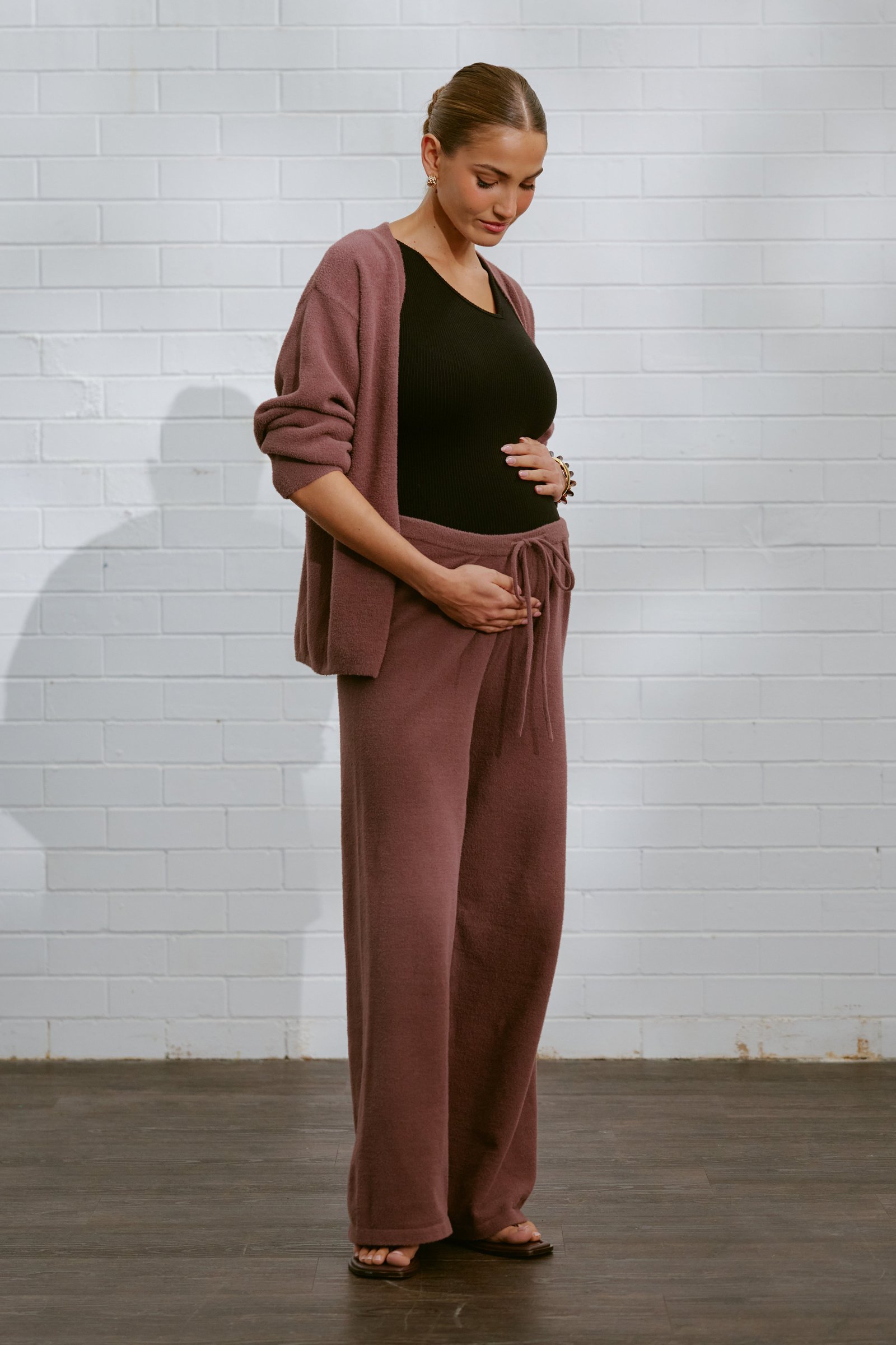 Augustine Pleated Knit Pant - Plum - Image 2