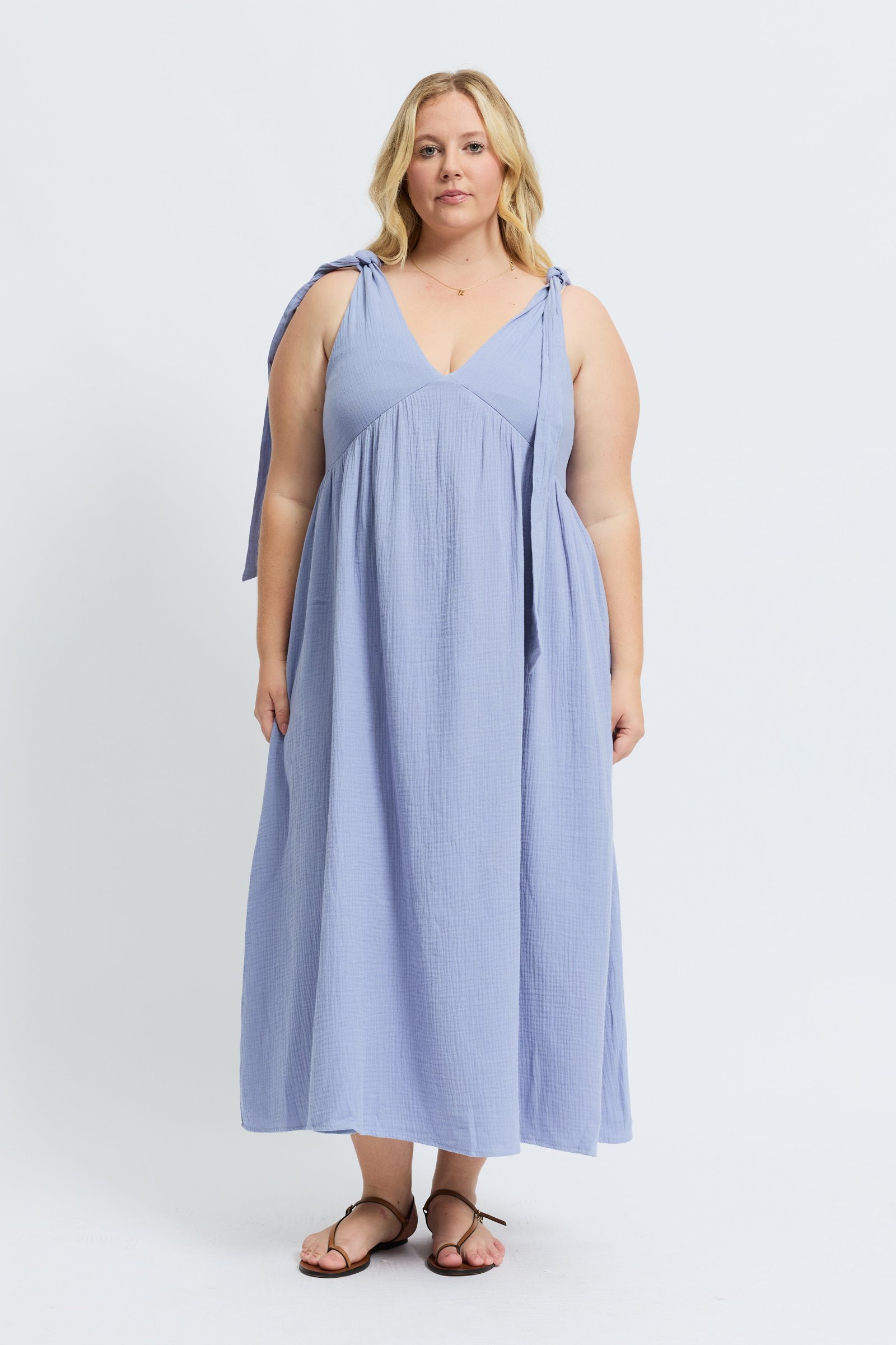 Mallorca Babydoll Midi Dress - Violet Blue - Image 10