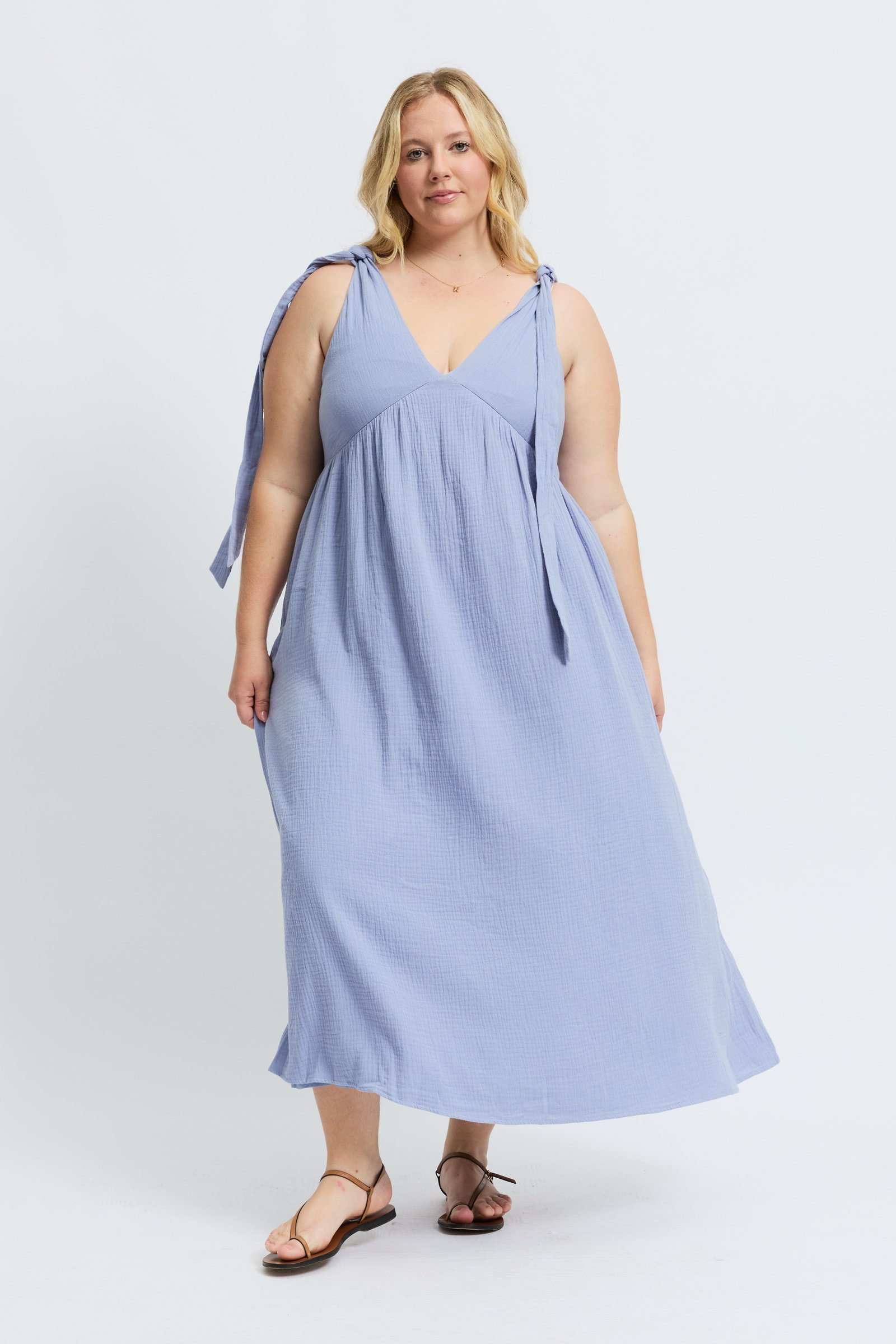 Mallorca Babydoll Midi Dress - Violet Blue - Image 4