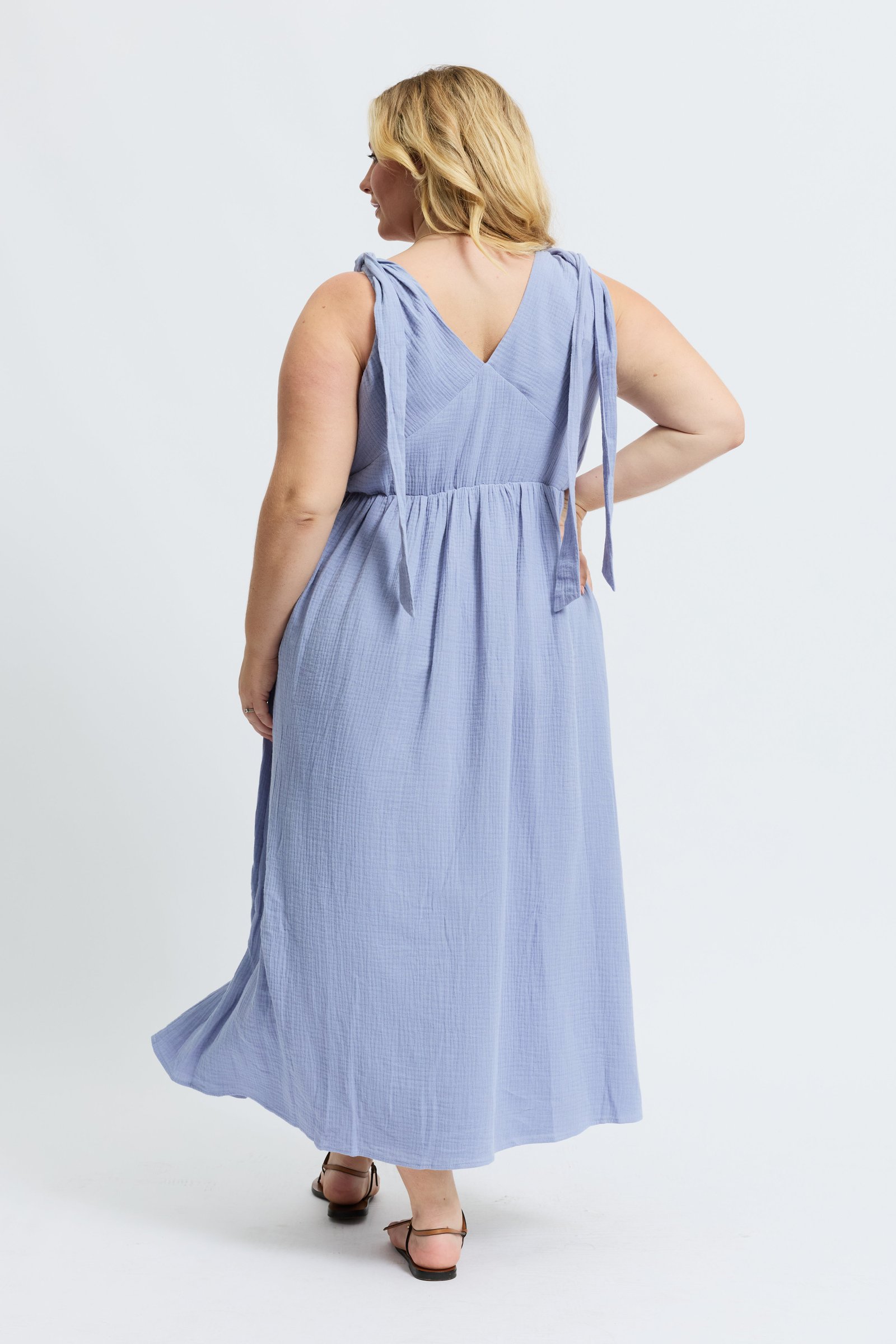 Mallorca Babydoll Midi Dress - Violet Blue - Image 9