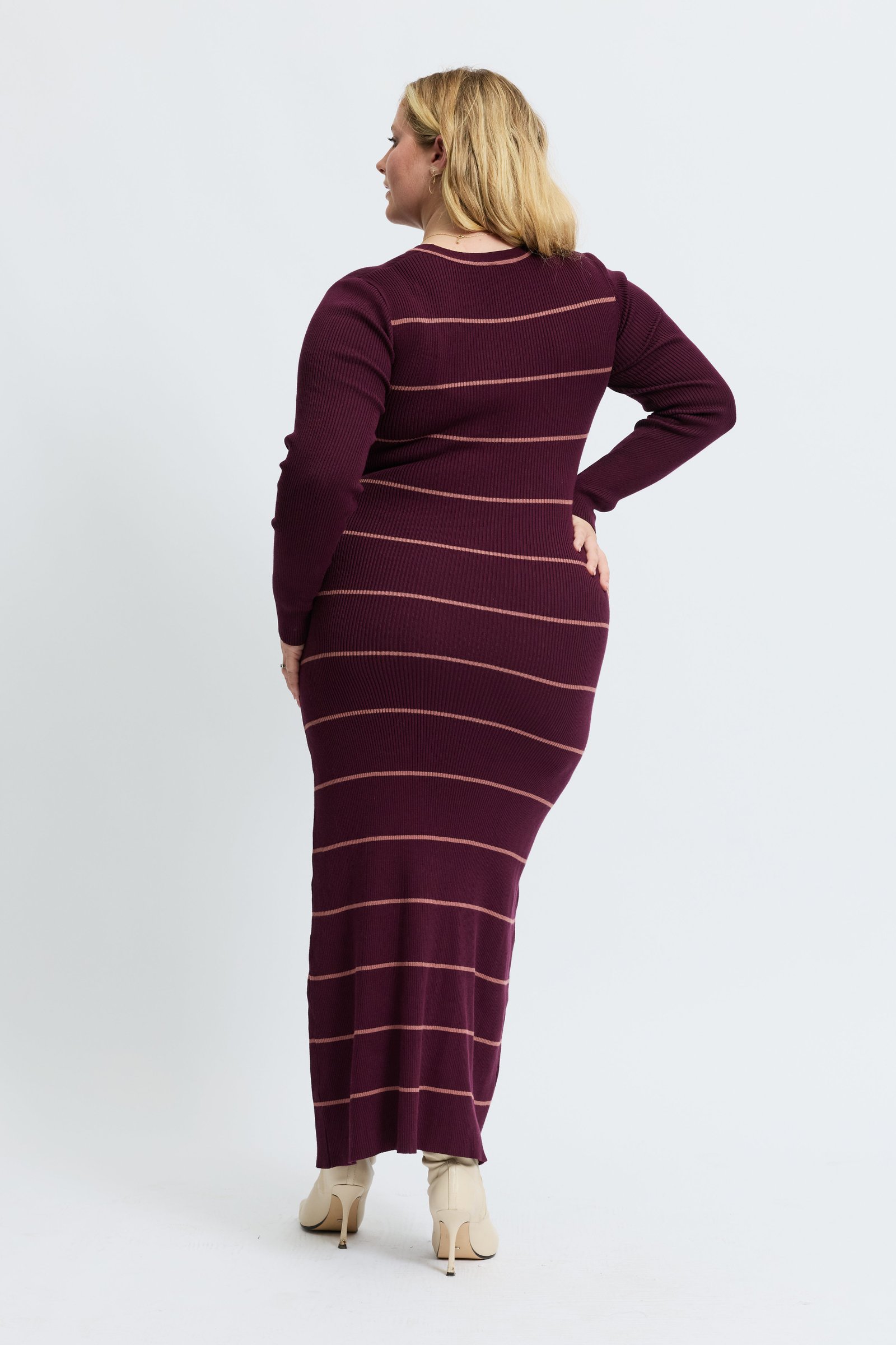 Zoe Knit Long Sleeve Dress - Mulberry / Rose - Image 9
