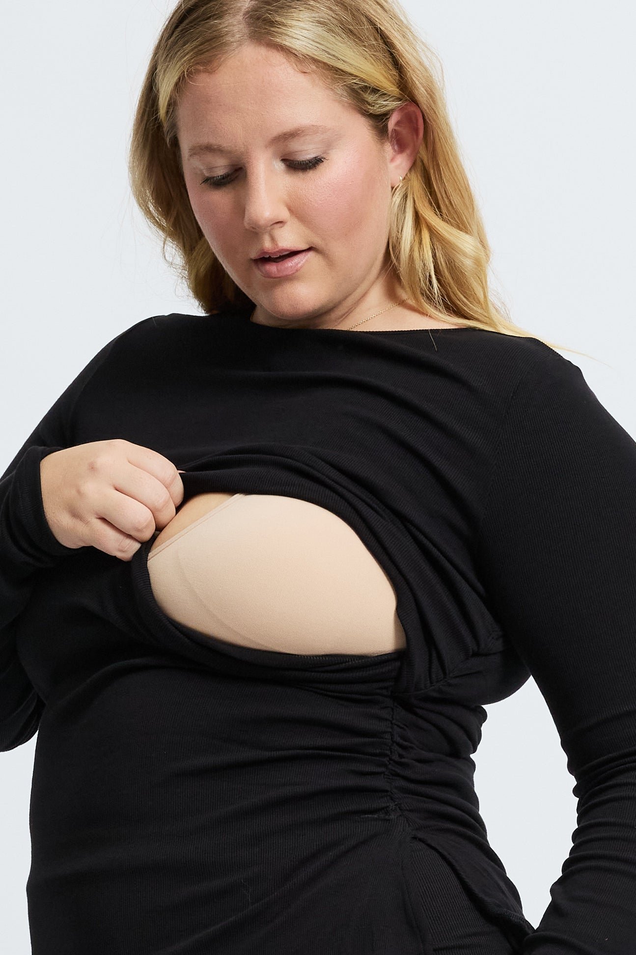 Ari Ribbed Long Sleeve Top - Black - Image 5