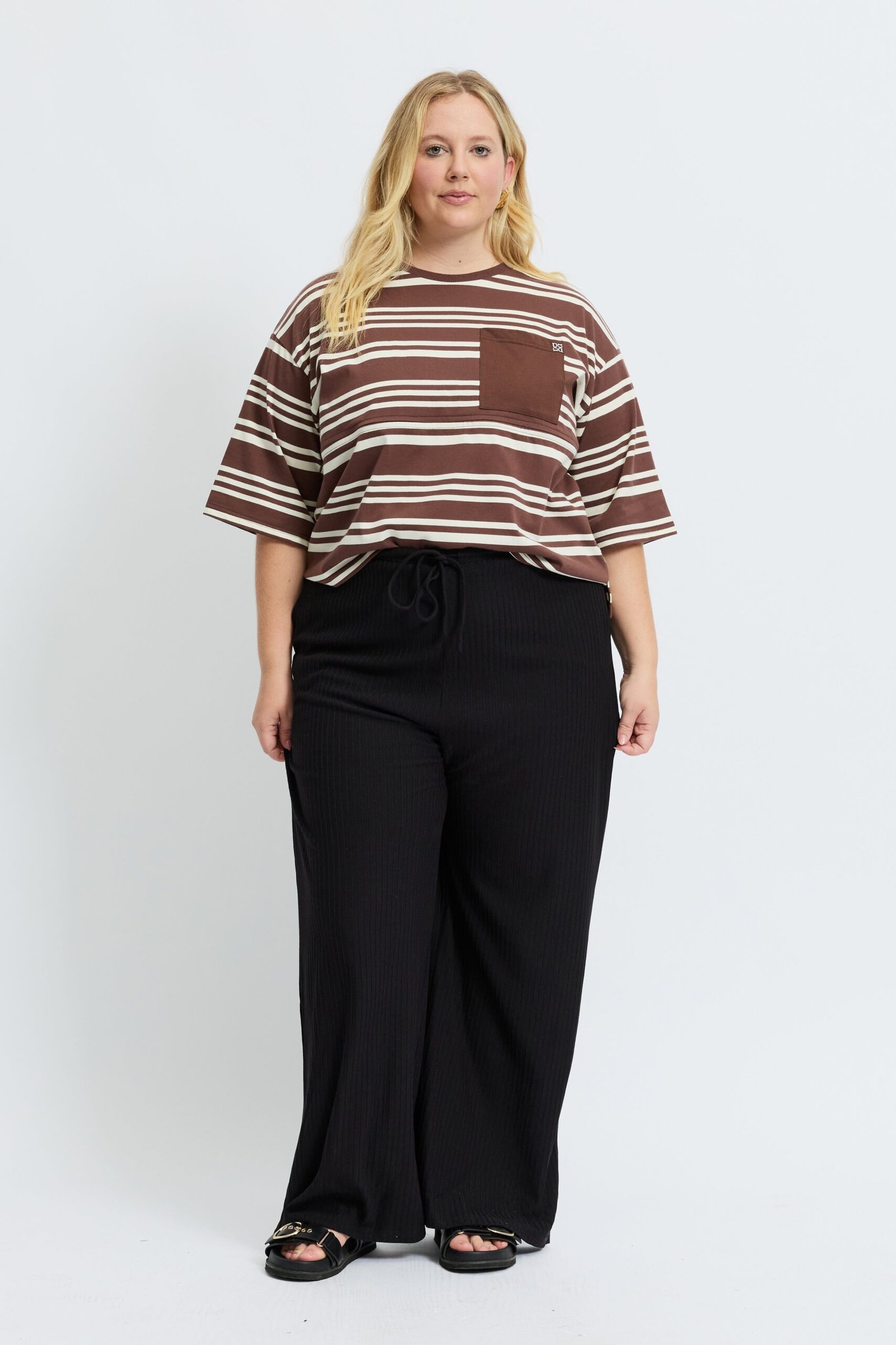 Brooklyn Stripe Slouch Panel Tee - Cinnamon / Cream - Image 4