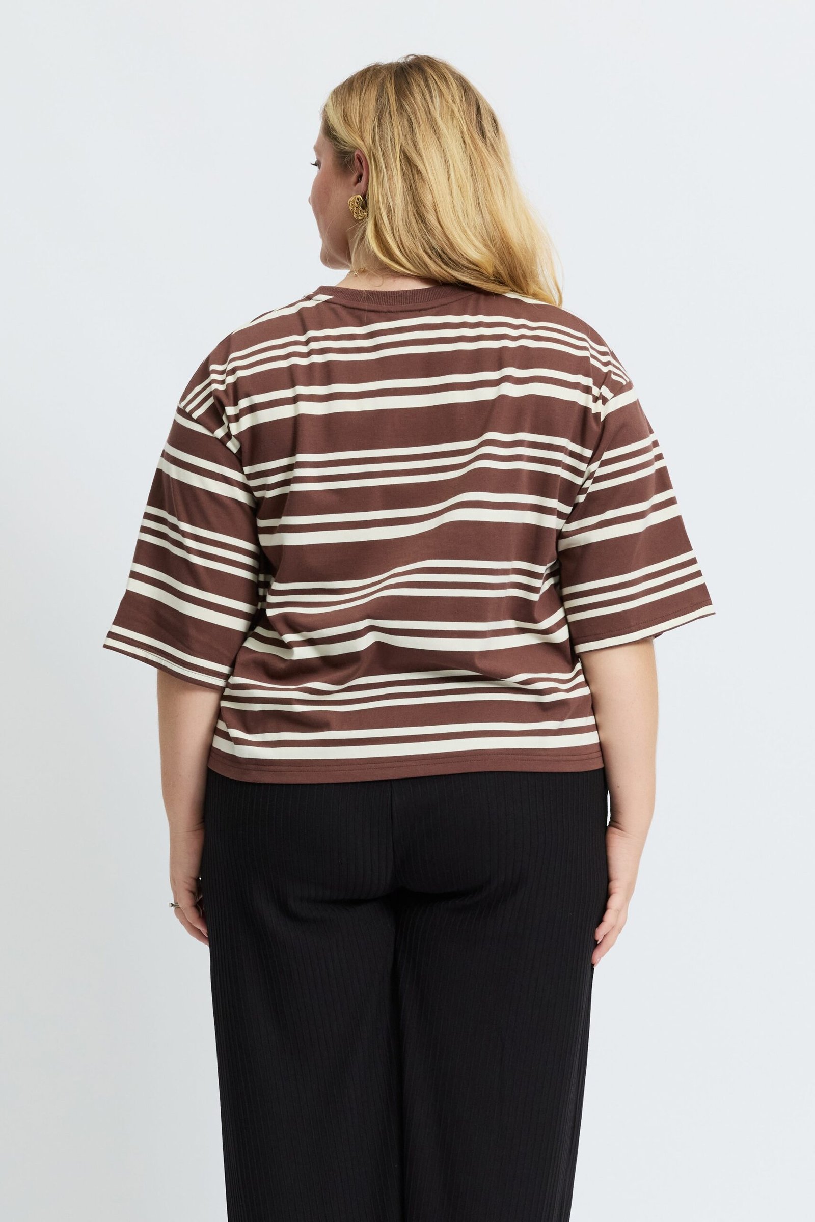 Brooklyn Stripe Slouch Panel Tee - Cinnamon / Cream - Image 9