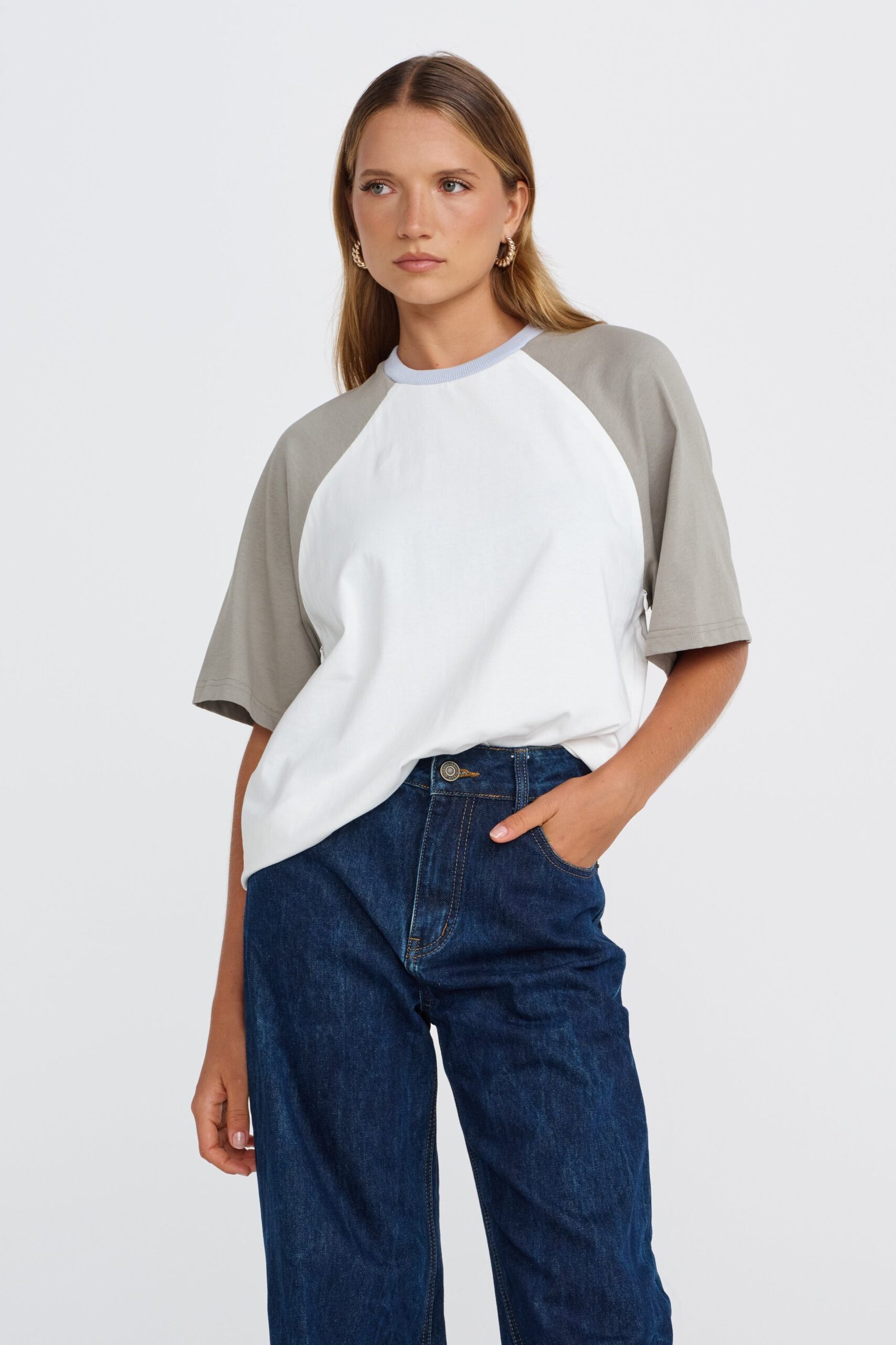 Trinity Box-Cut Tee - White / Sage / Blue - Image 5