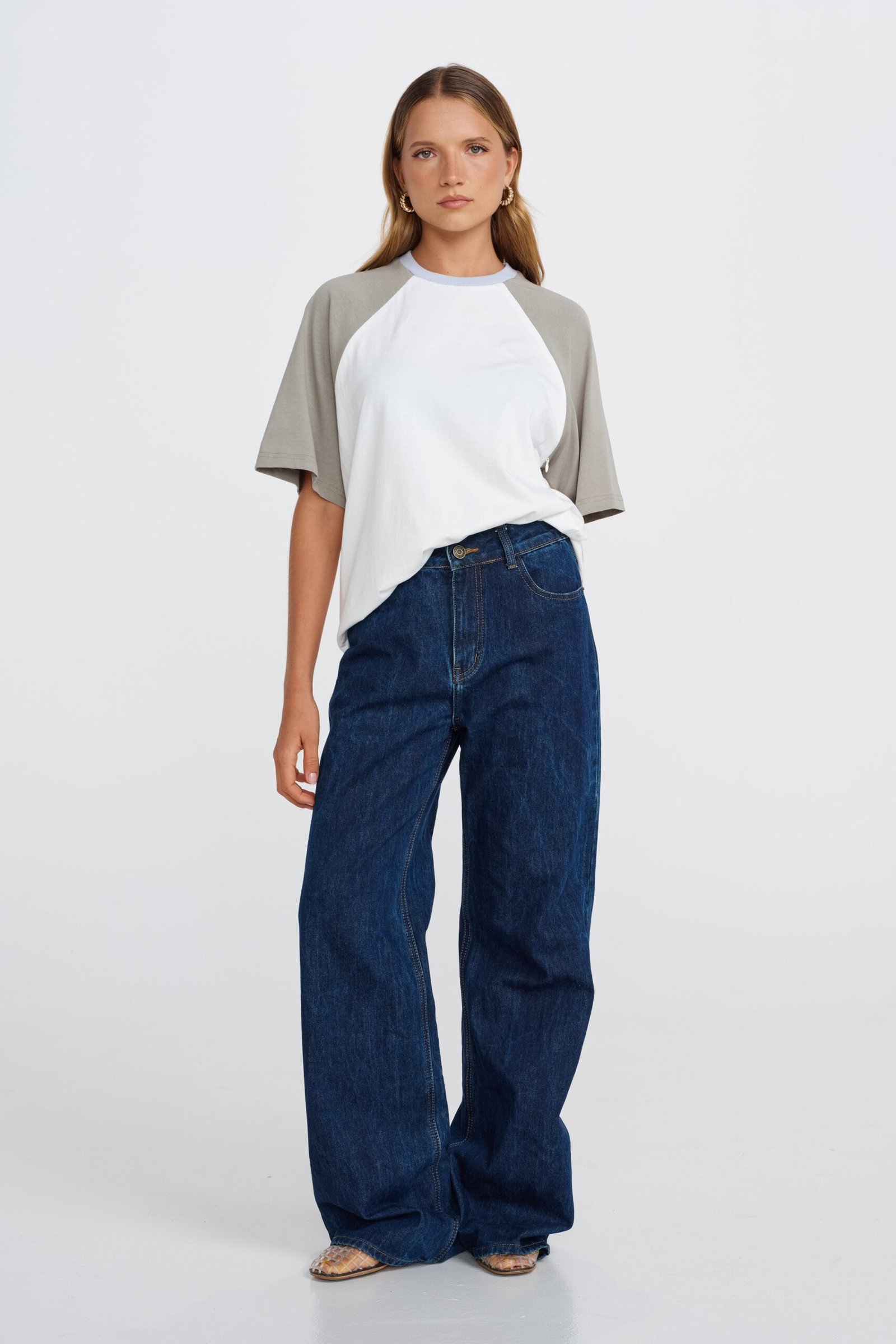 Trinity Box-Cut Tee - White / Sage / Blue - Image 4