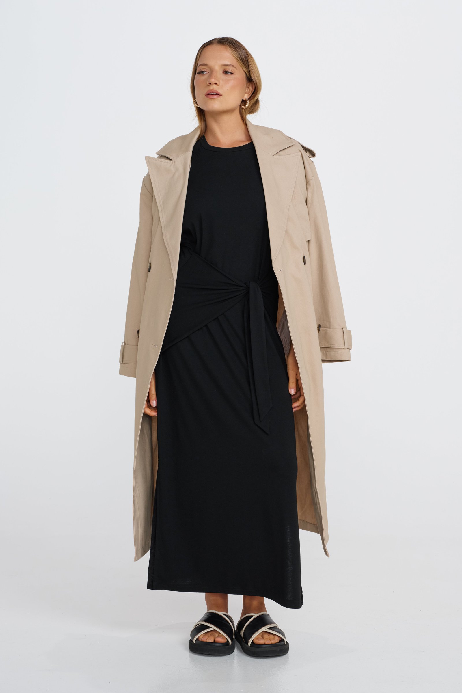 Alia Tie-Detail Box-Cut Tee Dress - Black - Image 11