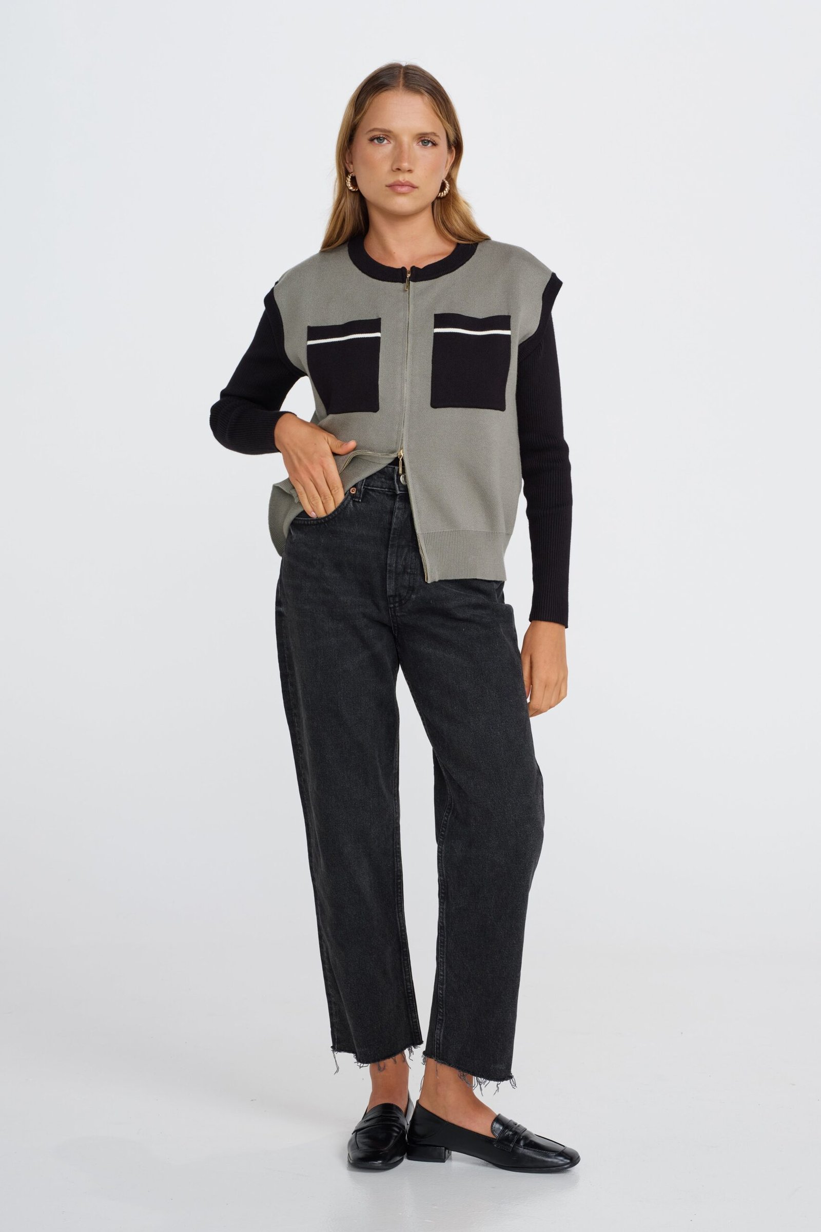 Axel Knit Gilet Vest - Khaki - Image 10