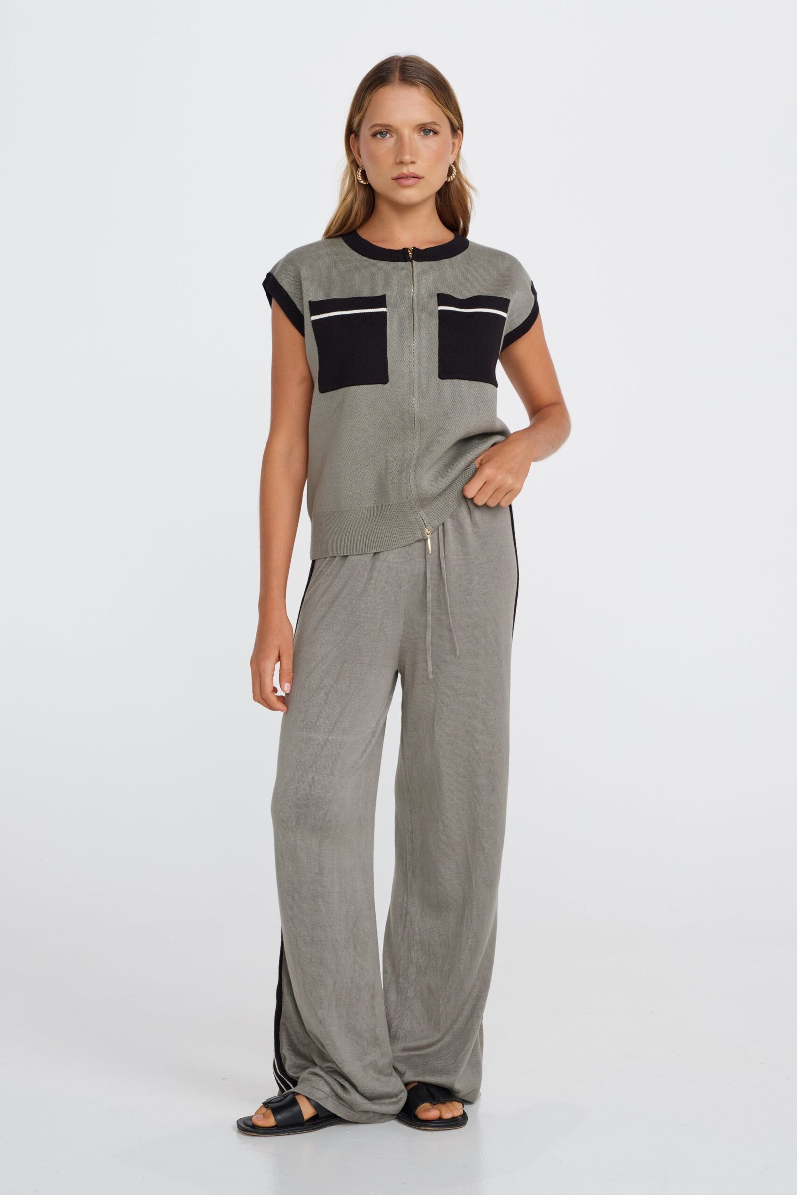 Axel Knit Gilet Vest - Khaki