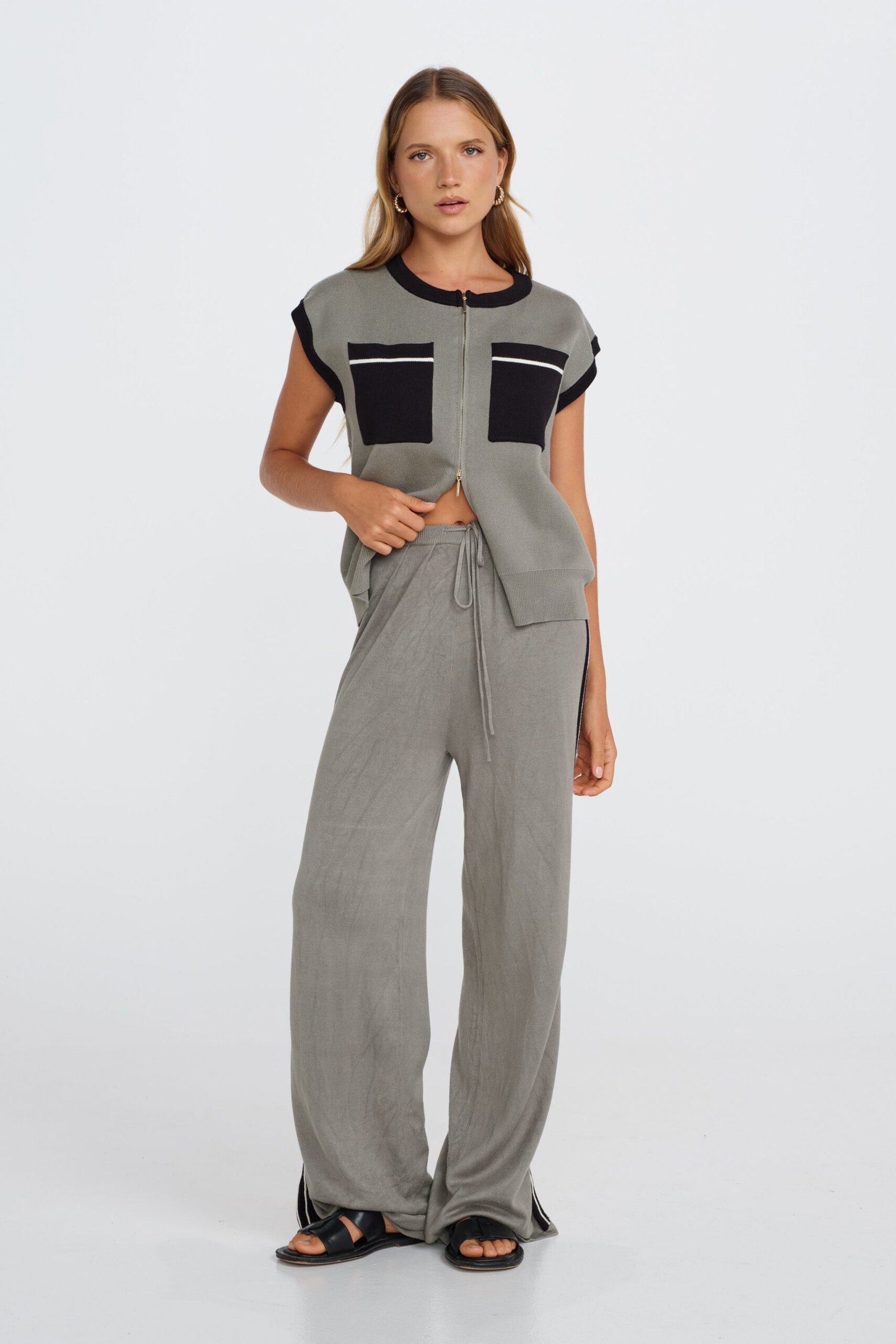 Axel Knit Gilet Vest - Khaki - Image 5