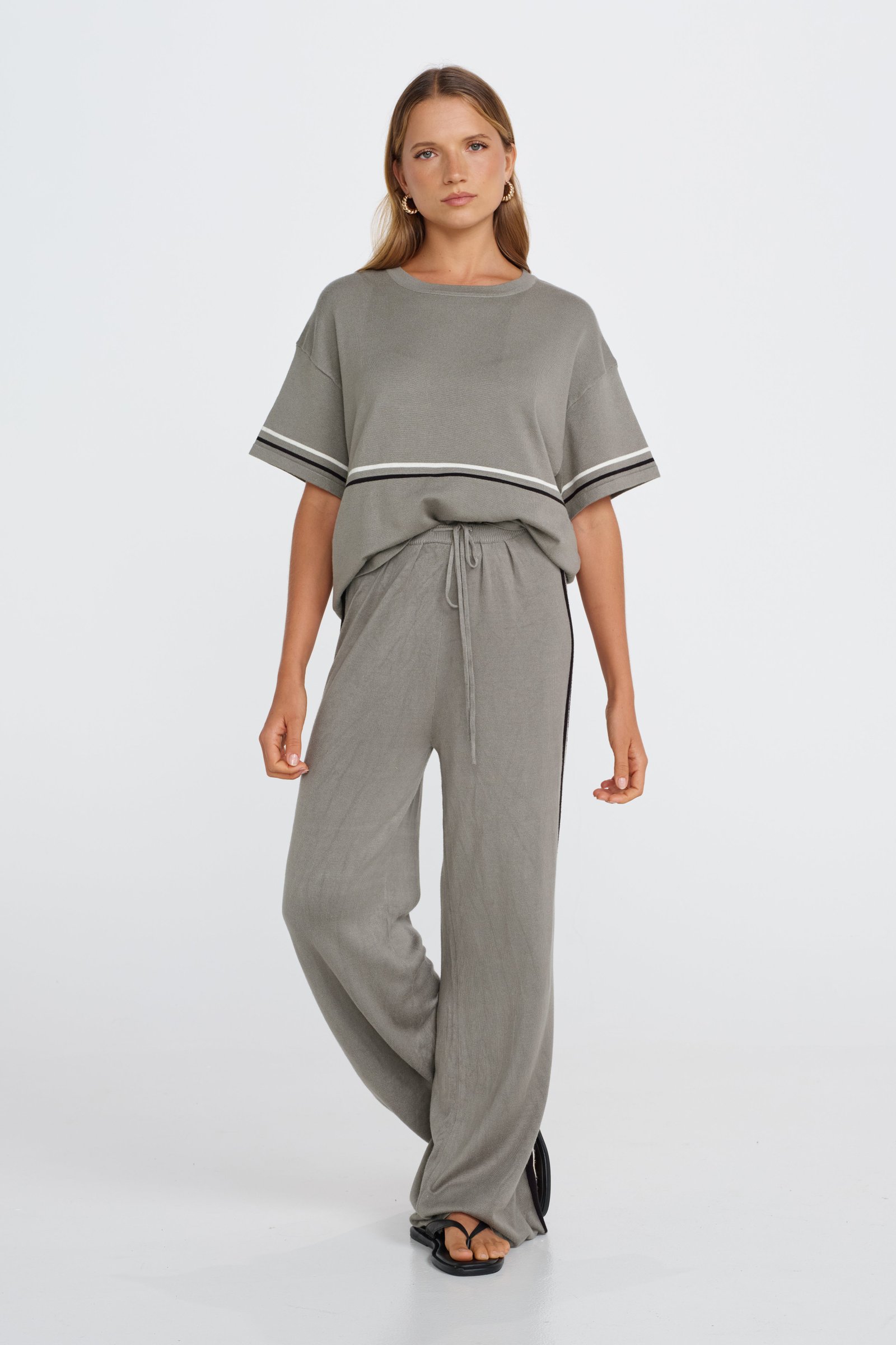 Axel Knit Wide Leg Pants - Khaki - Image 5