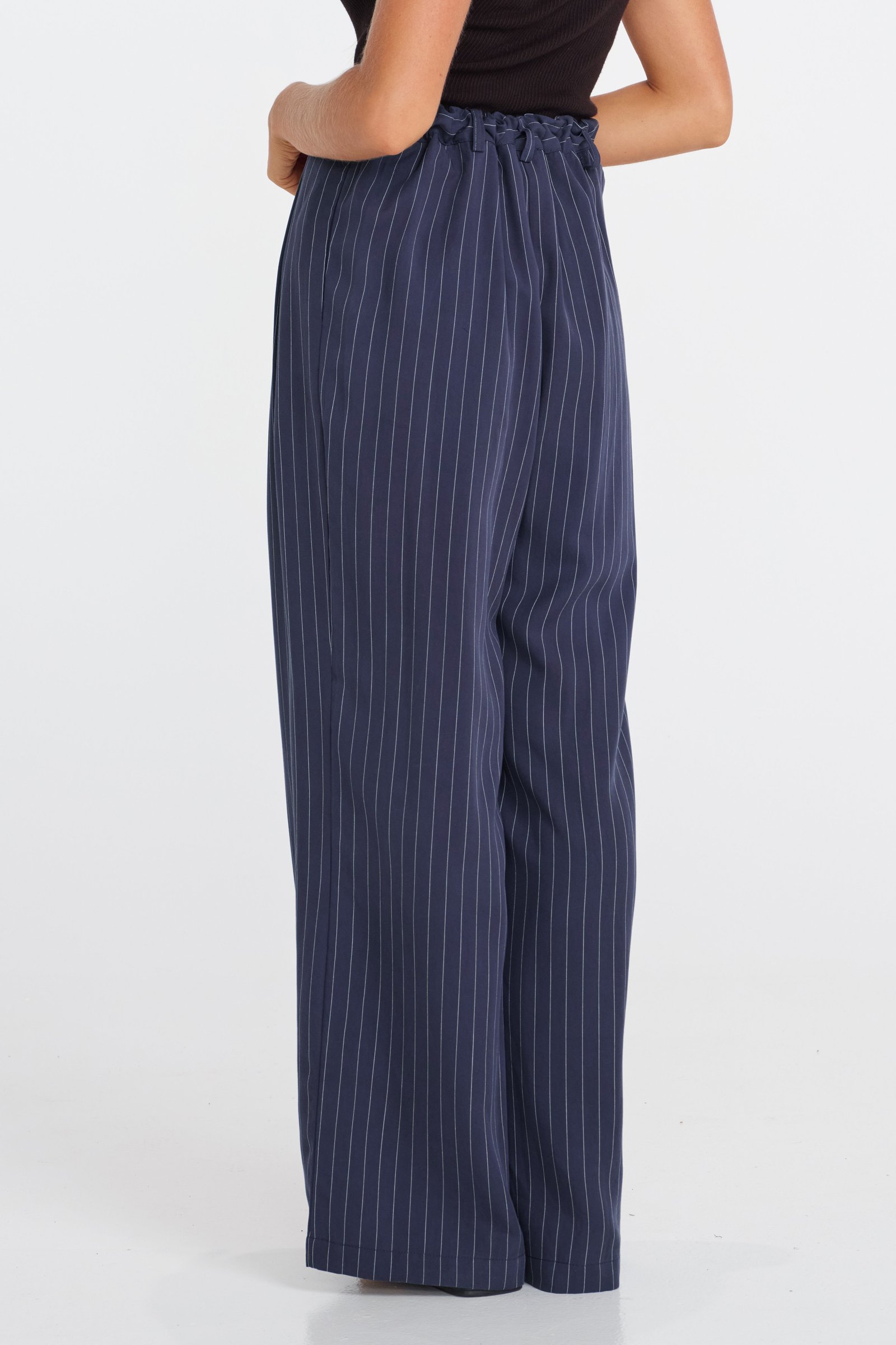 Bambi Pinstripe Adjustable Wide Leg Pant - Navy / White - Image 8