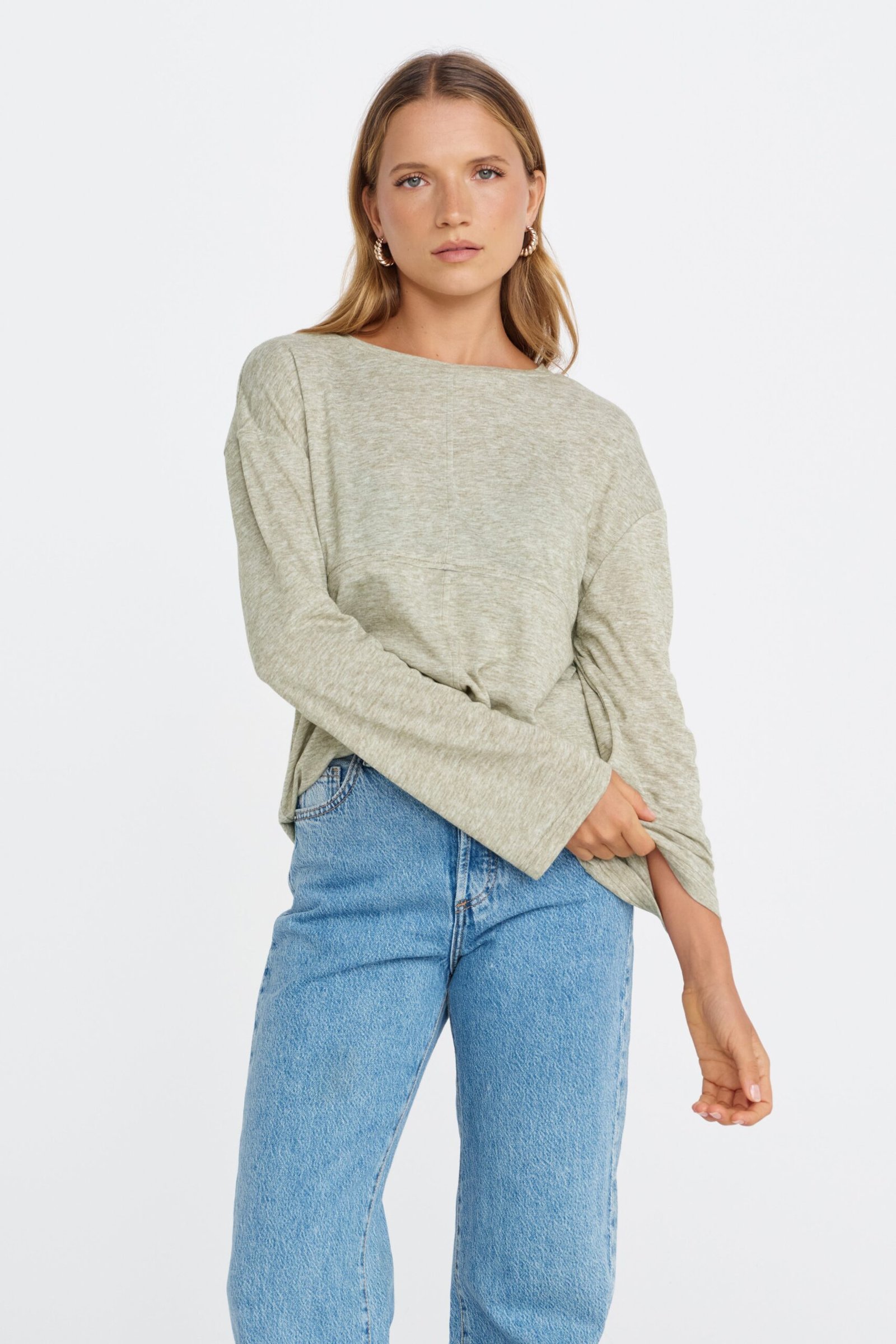 Estelle Long Sleeve Panel Top - Pistachio - Image 4